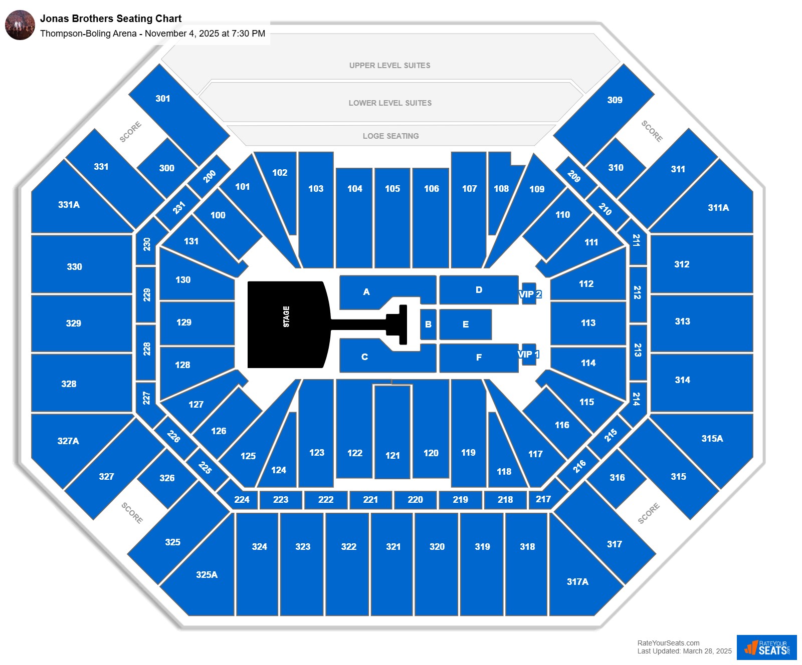 Jonas Brothers seating chart Thompson-Boling Arena