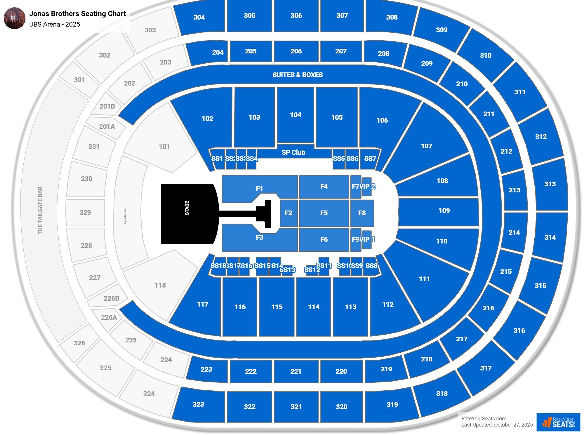 Jonas Brothers seating chart UBS Arena