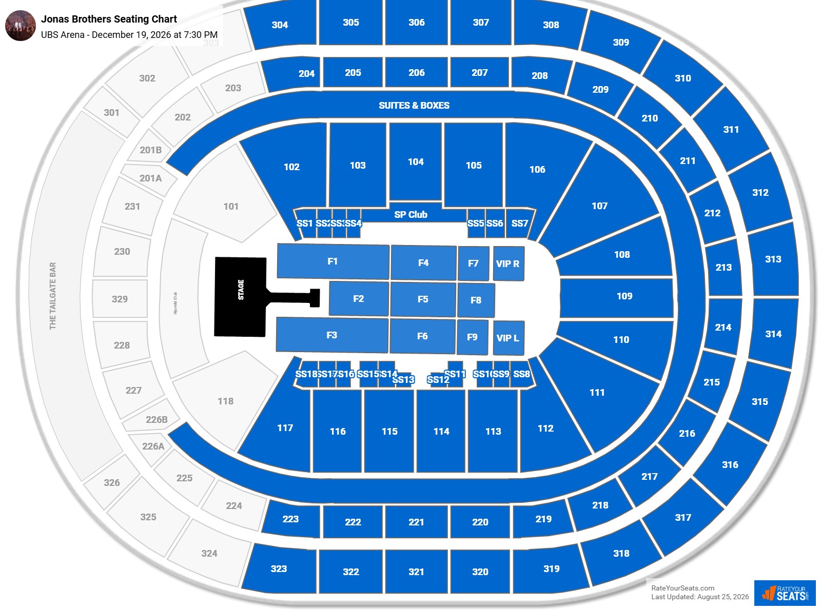 Jonas Brothers Seating Chart at UBS Arena