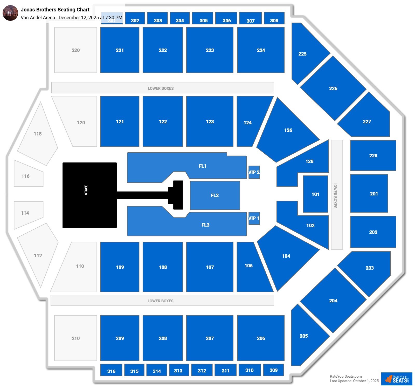 Jonas Brothers seating chart Van Andel Arena