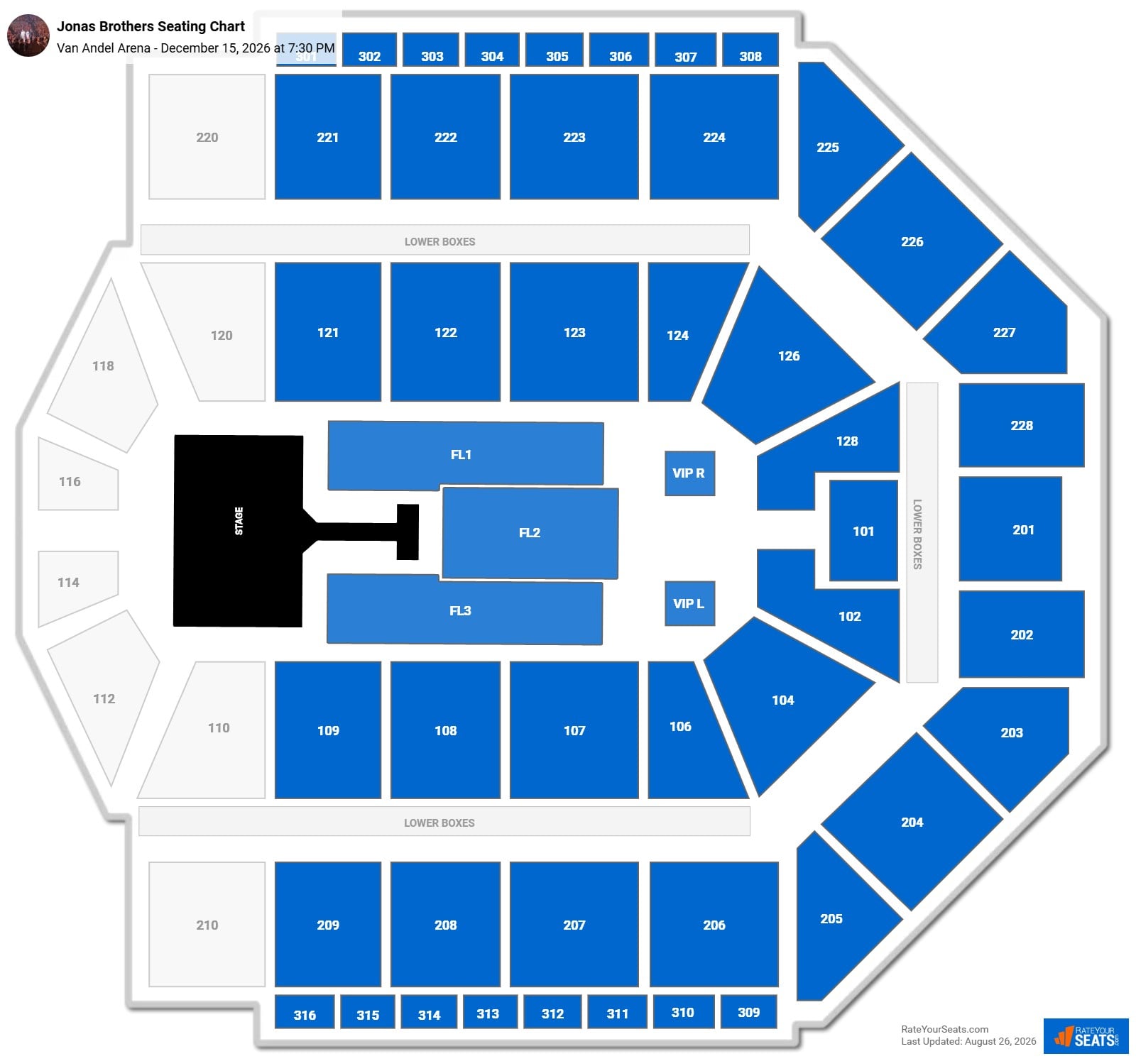 Jonas Brothers Seating Chart at Van Andel Arena