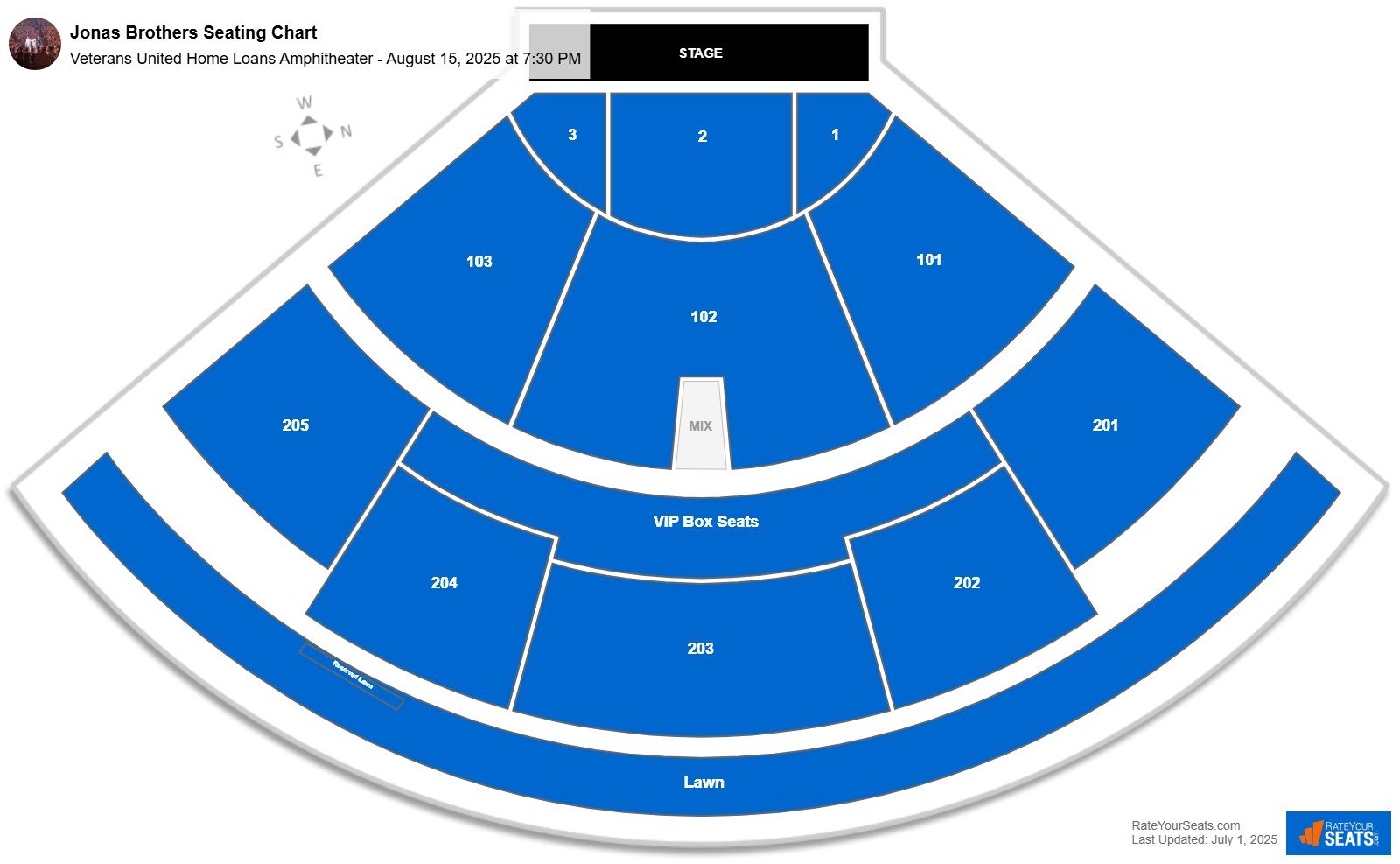Jonas Brothers seating chart Veterans United Home Loans Amphitheater
