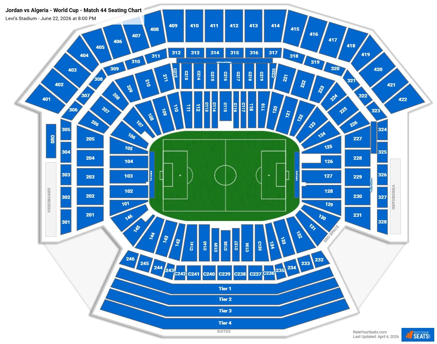 Jordan vs Algeria - World Cup - Match 44 seating chart Levi