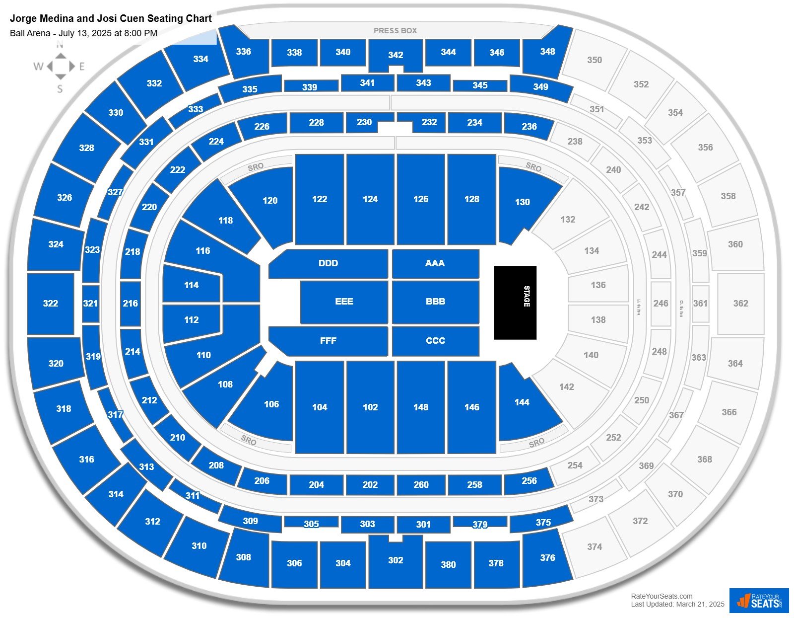 Jorge Medina and Josi Cuen seating chart Ball Arena