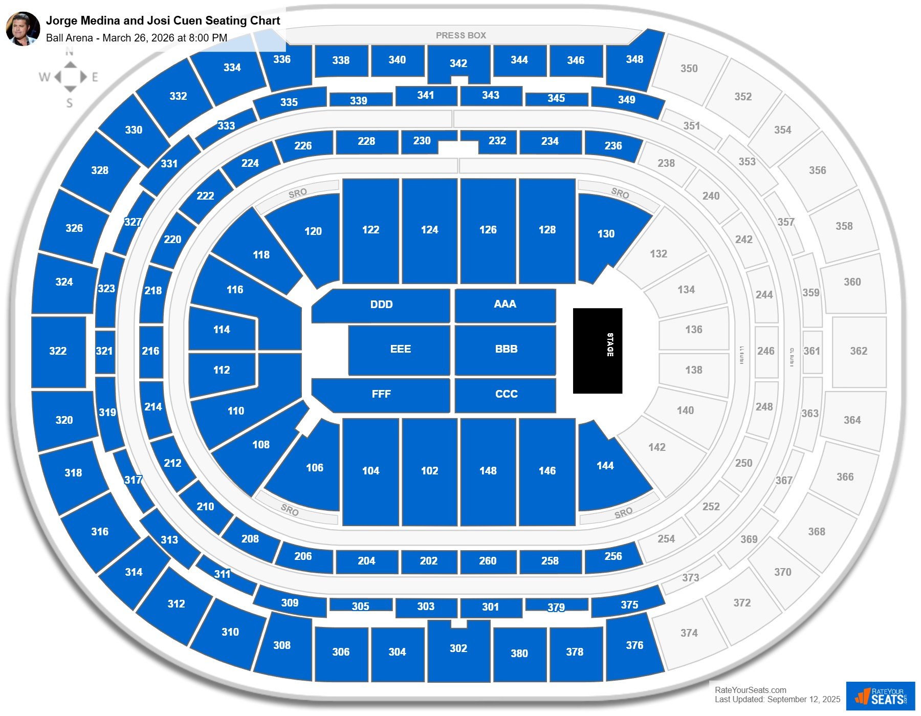 Jorge Medina and Josi Cuen seating chart Ball Arena