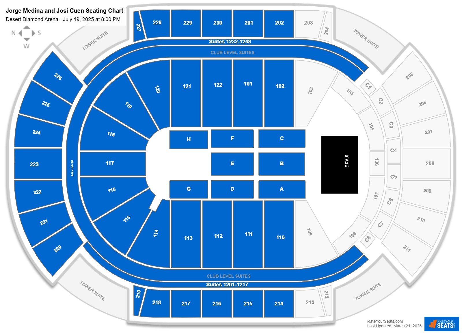 Jorge Medina and Josi Cuen seating chart Desert Diamond Arena