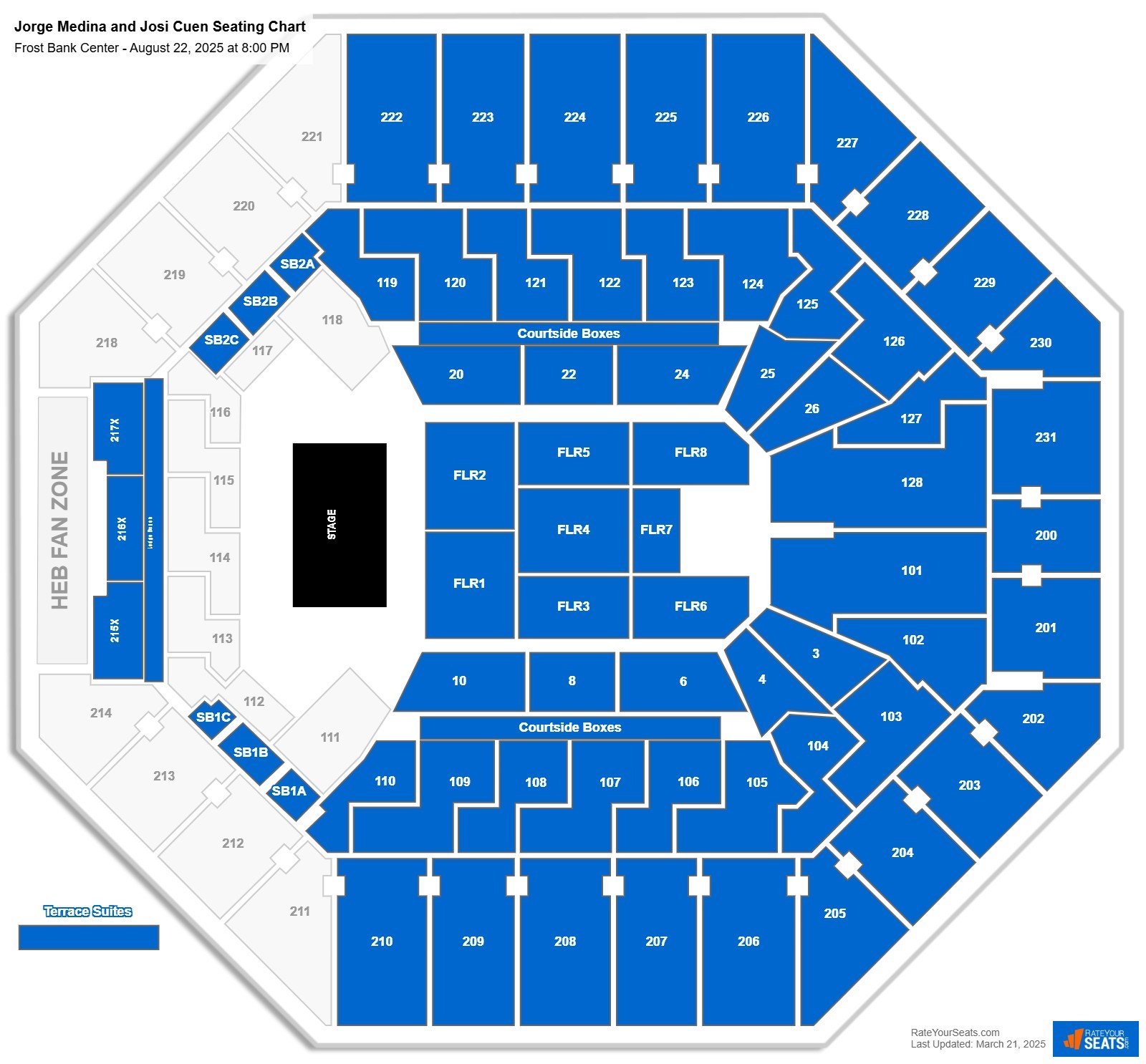 Jorge Medina and Josi Cuen seating chart Frost Bank Center