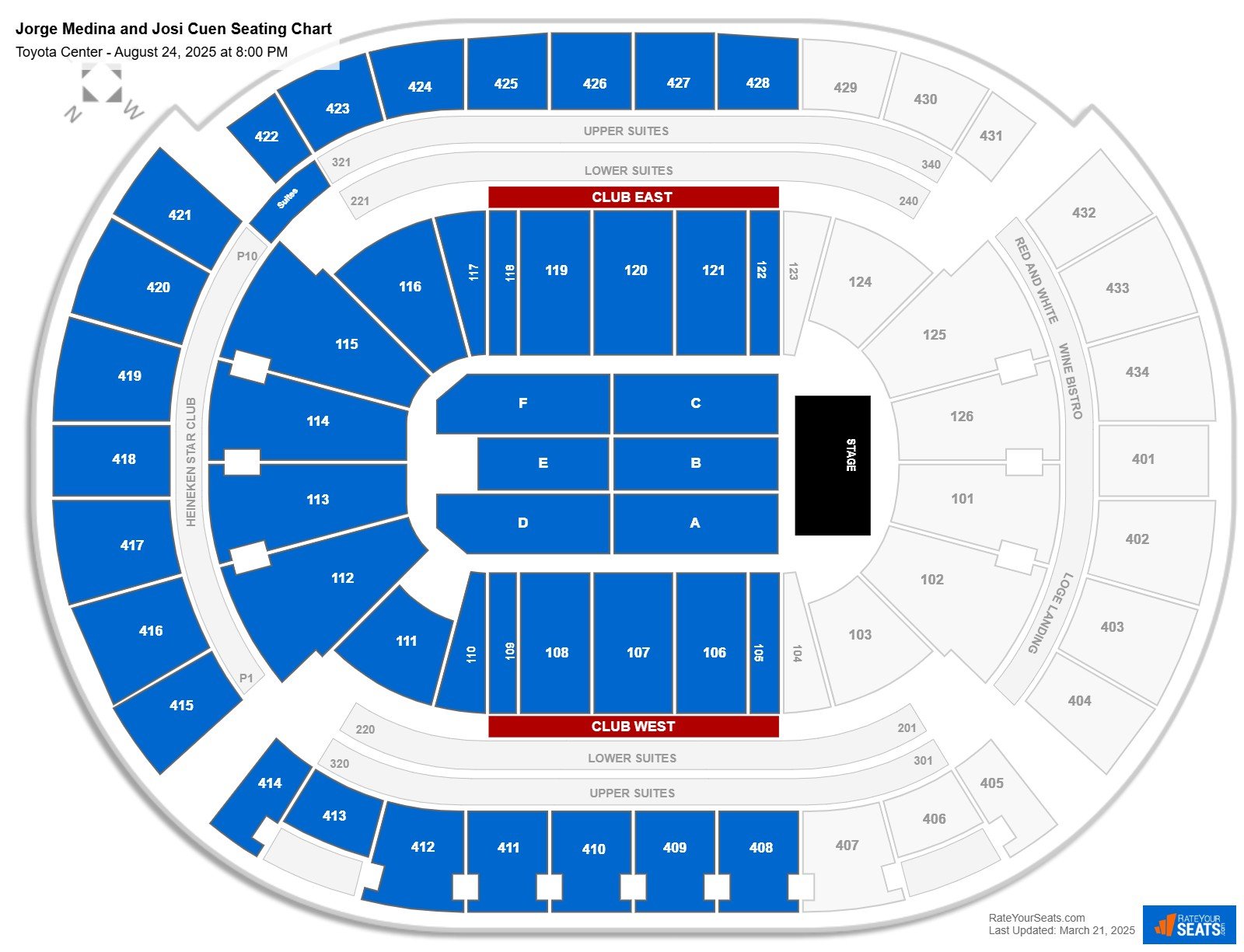 Jorge Medina and Josi Cuen seating chart Toyota Center