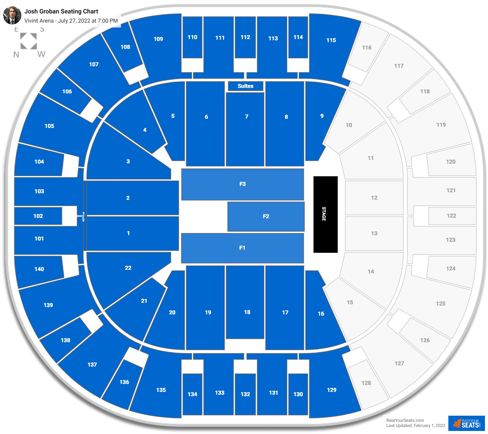 Josh Groban seating chart Vivint Arena