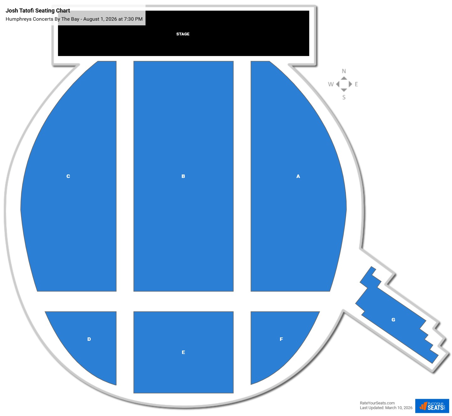 Josh Tatofi seating chart Humphreys Concerts By The Bay