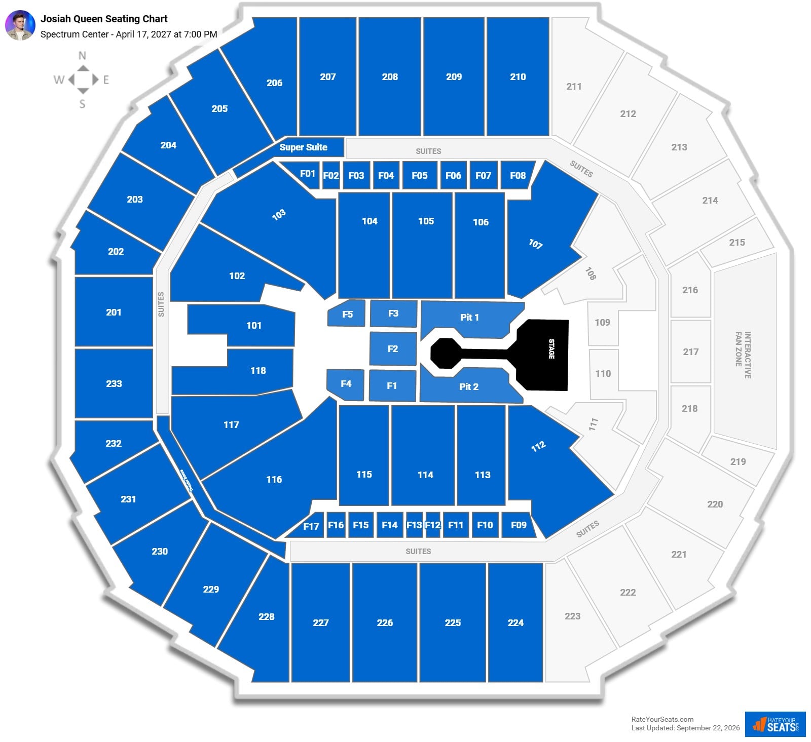 Josiah Queen Seating Chart at Spectrum Center