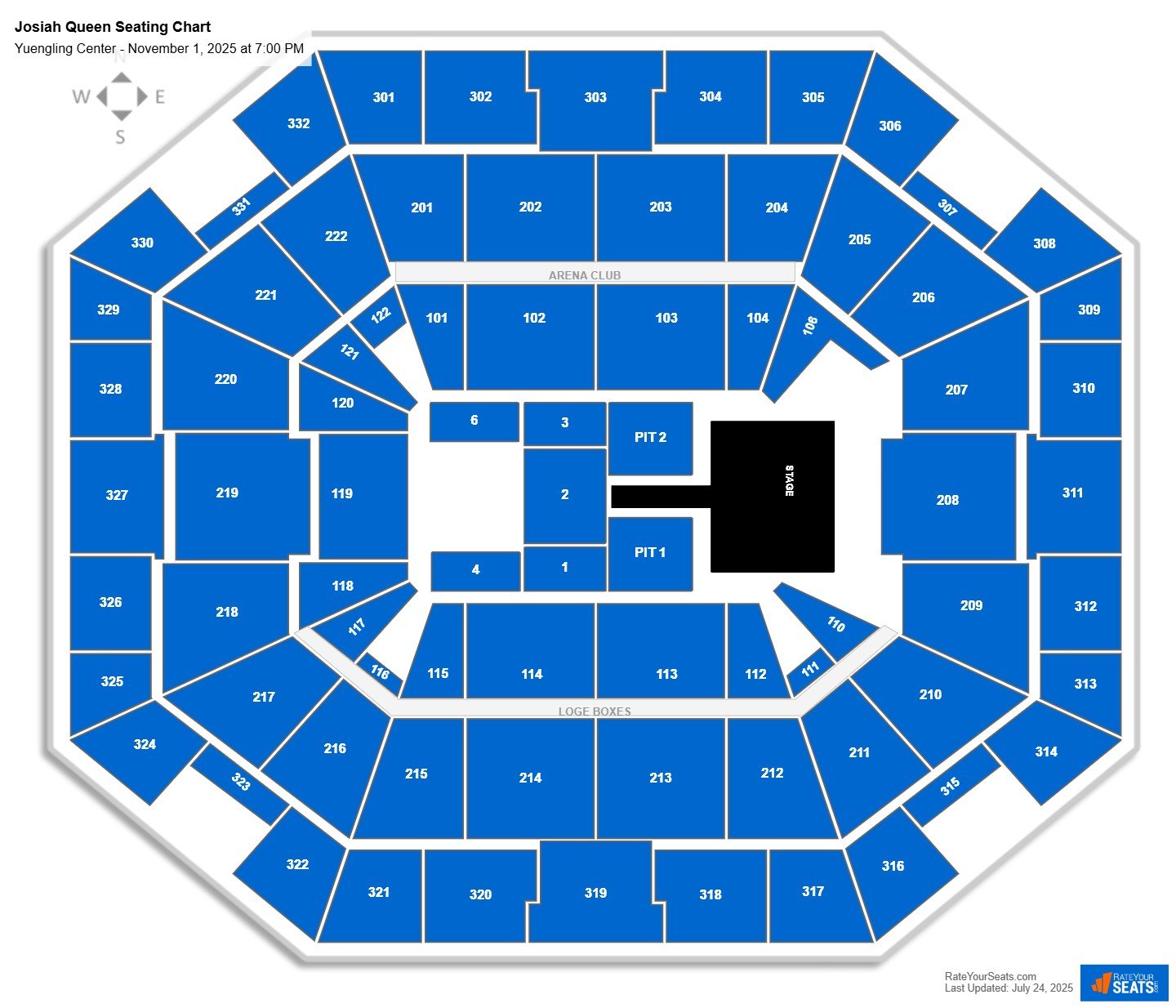 Josiah Queen seating chart Yuengling Center
