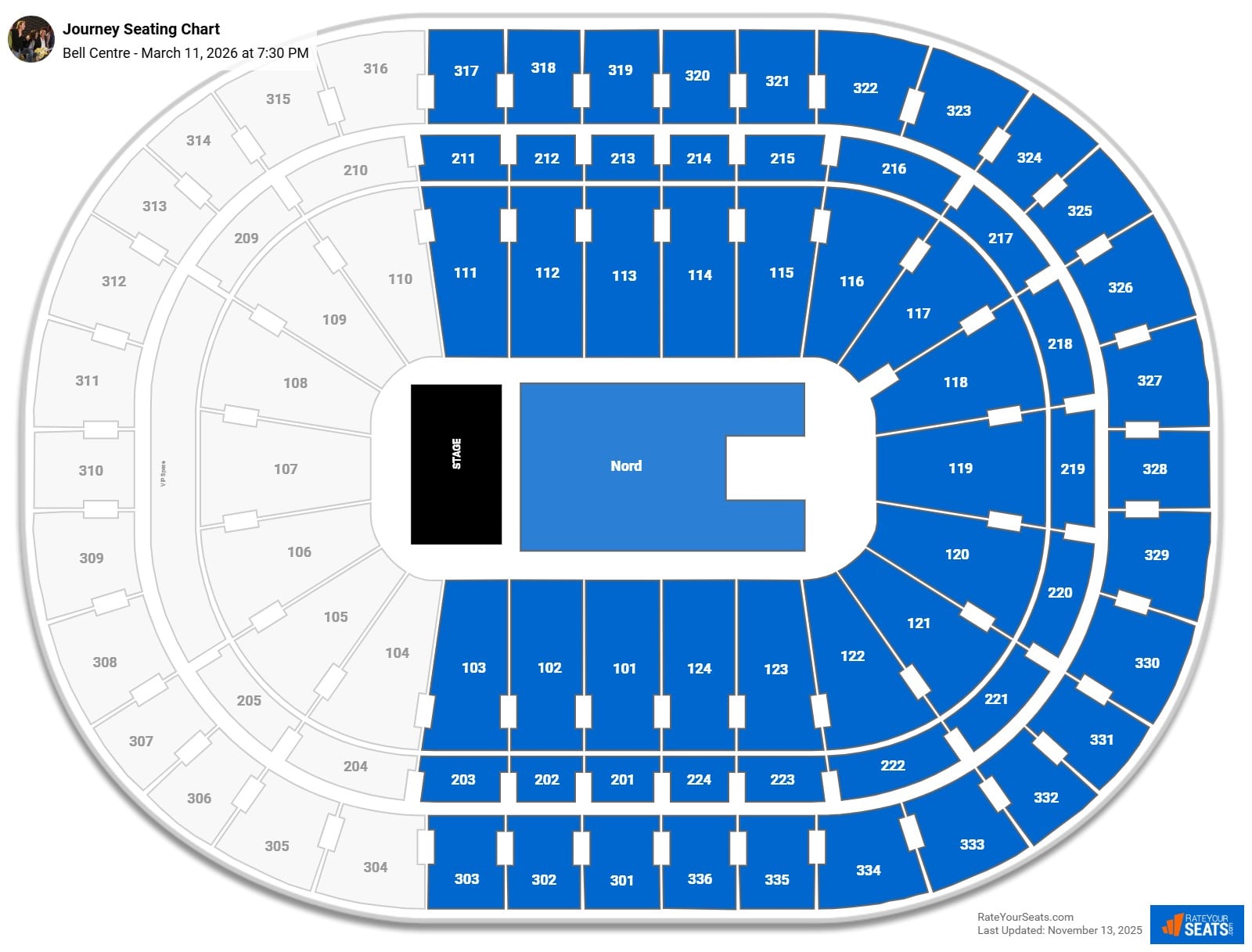Journey seating chart Bell Centre