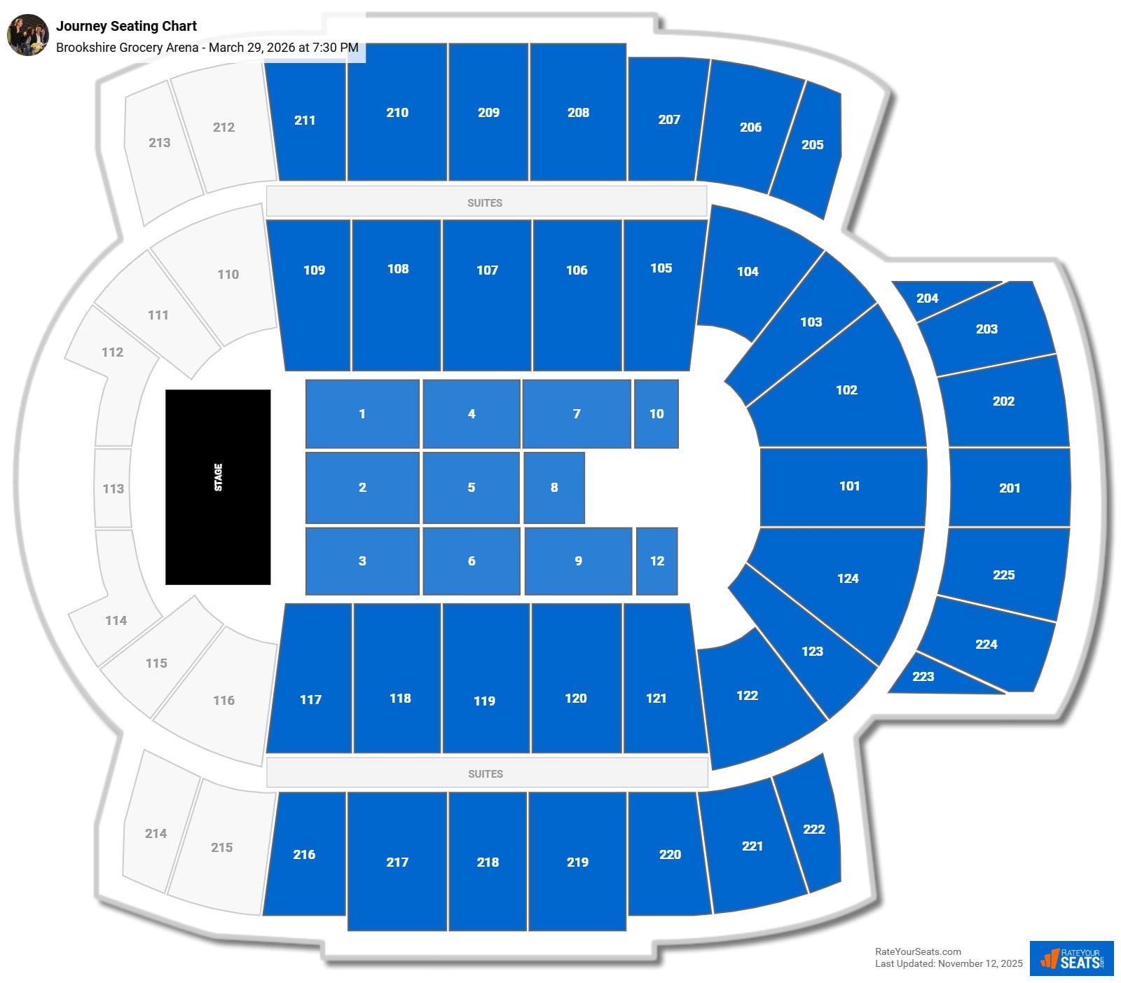 Journey seating chart Brookshire Grocery Arena
