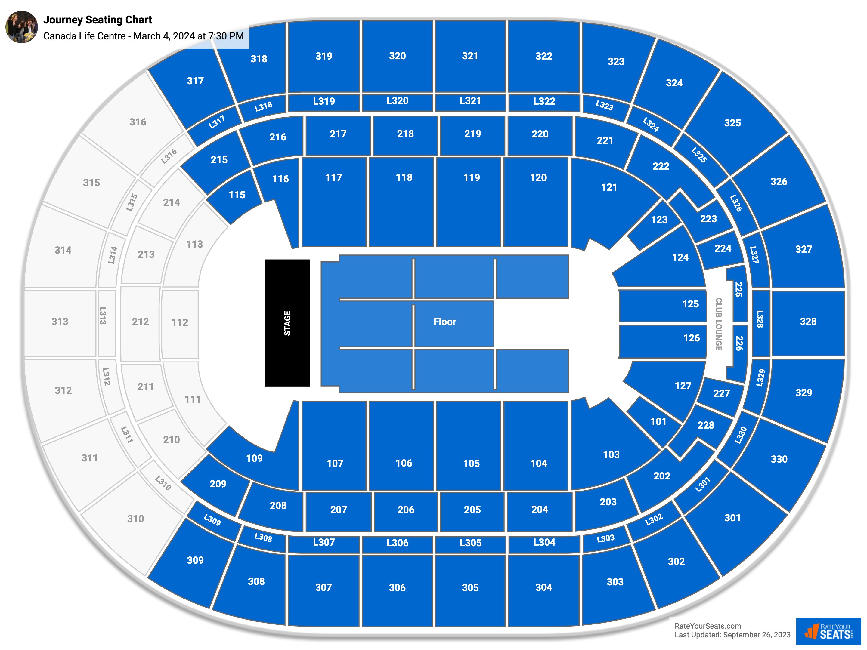 Journey seating chart Canada Life Centre