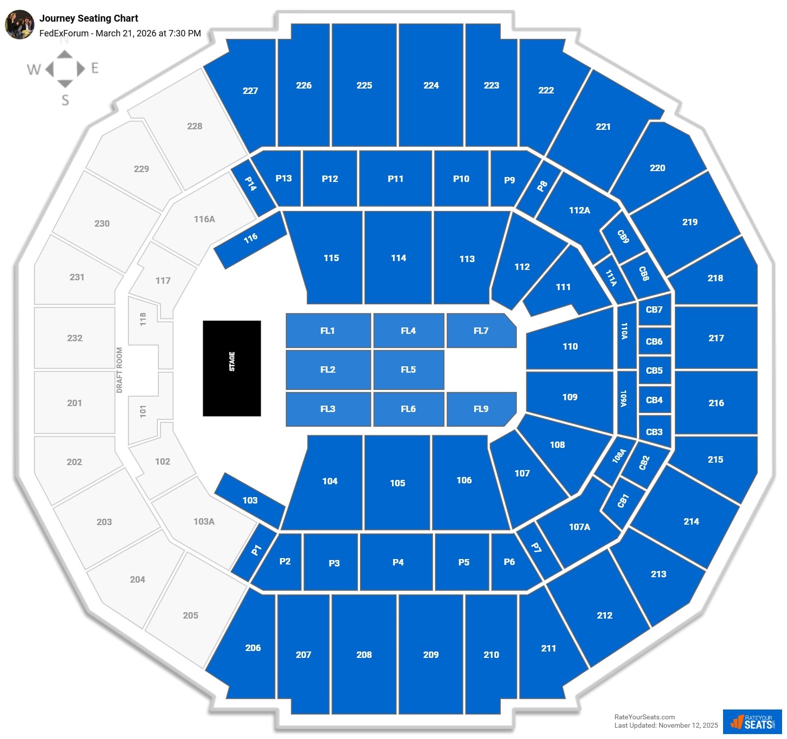 Journey seating chart FedExForum