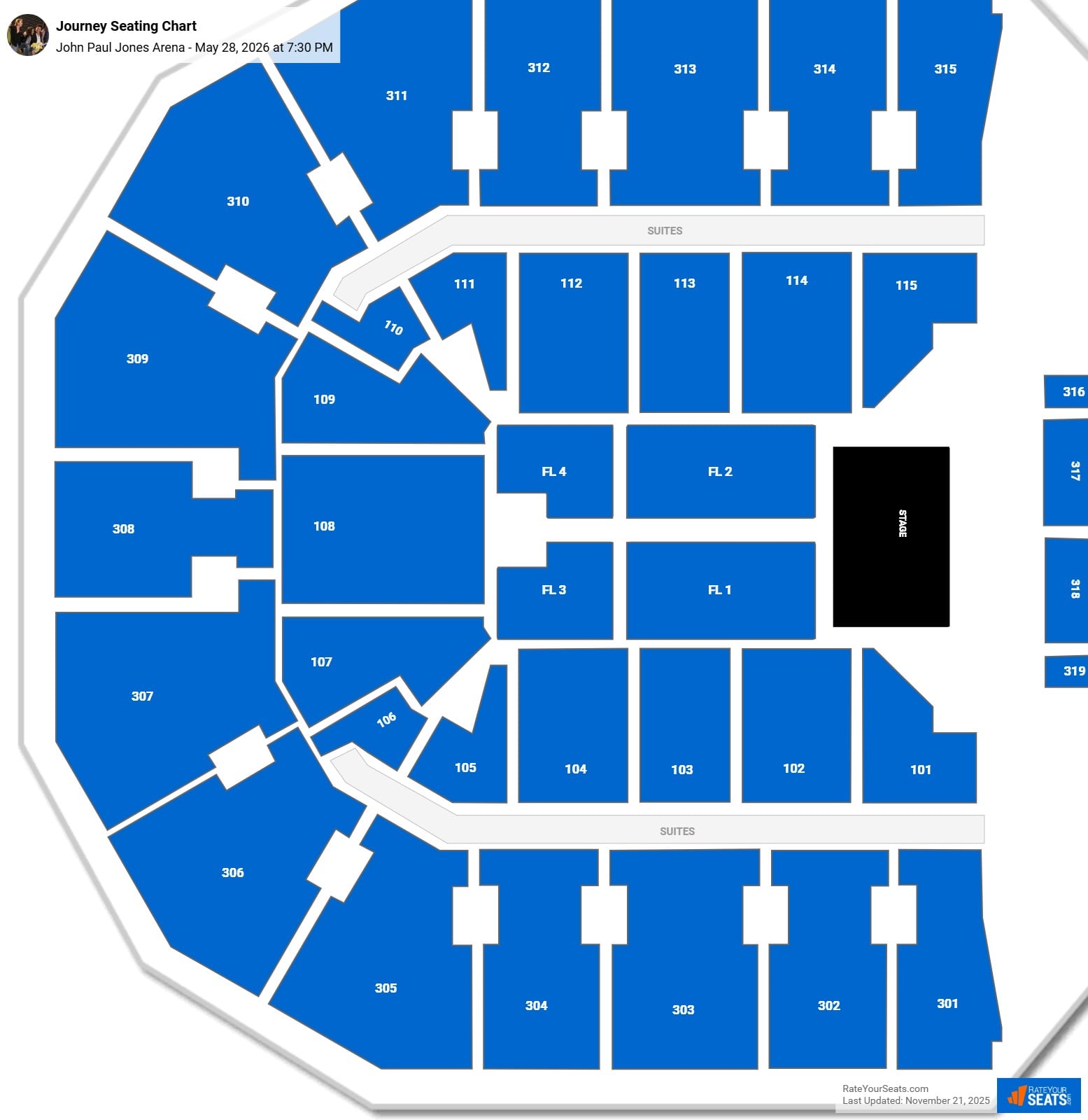 Journey seating chart John Paul Jones Arena