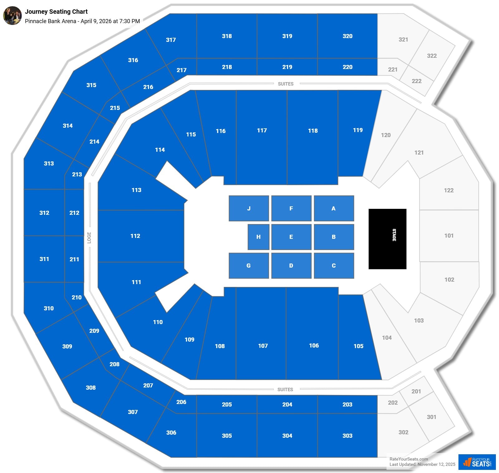 Journey seating chart Pinnacle Bank Arena