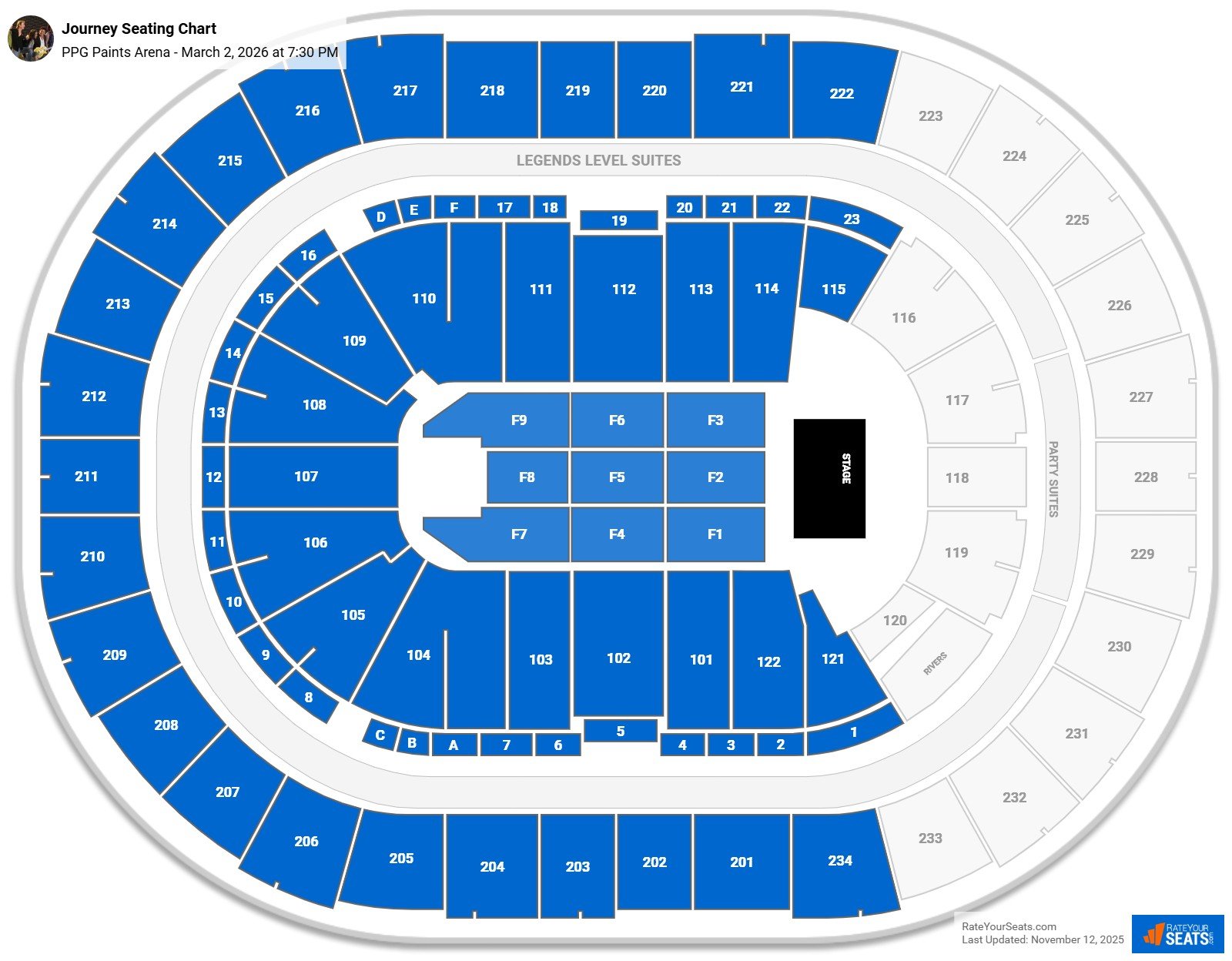 Journey seating chart PPG Paints Arena
