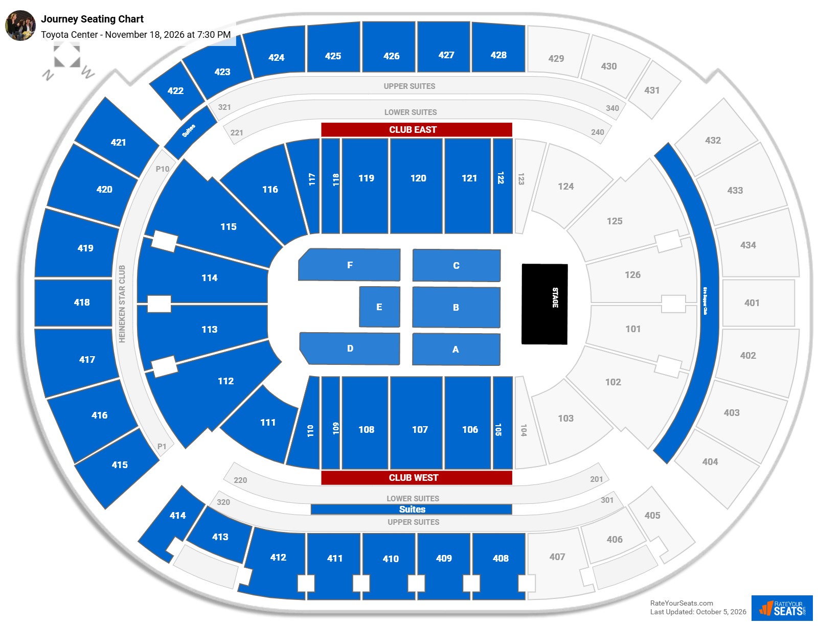 Journey Seating Chart at Toyota Center