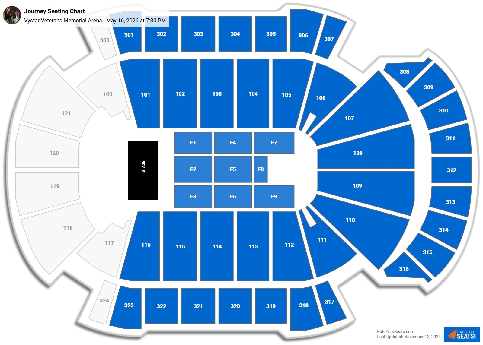 Journey seating chart Vystar Veterans Memorial Arena