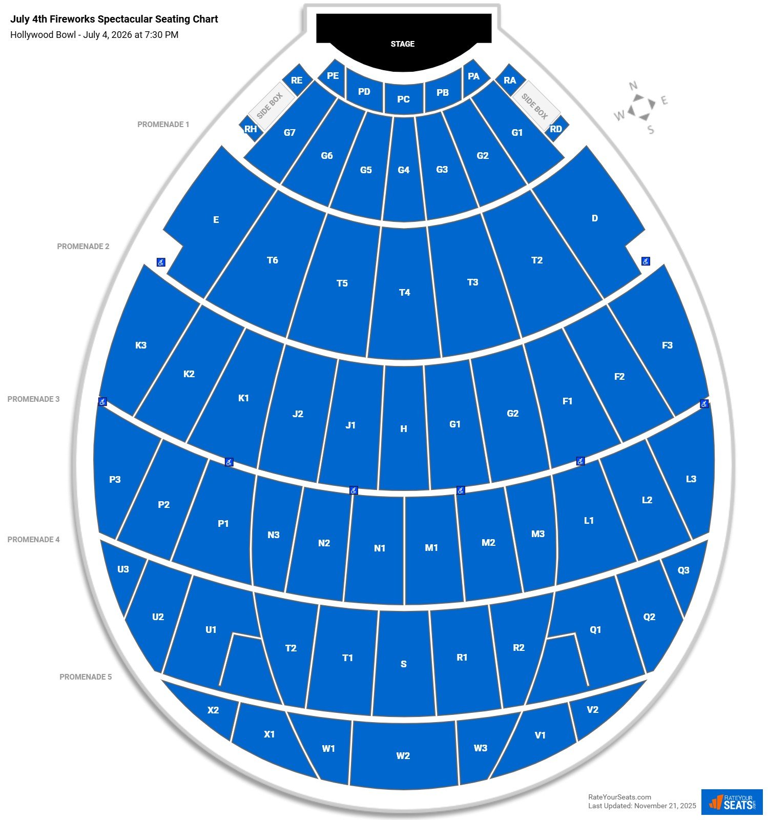 July 4th Fireworks Spectacular seating chart Hollywood Bowl