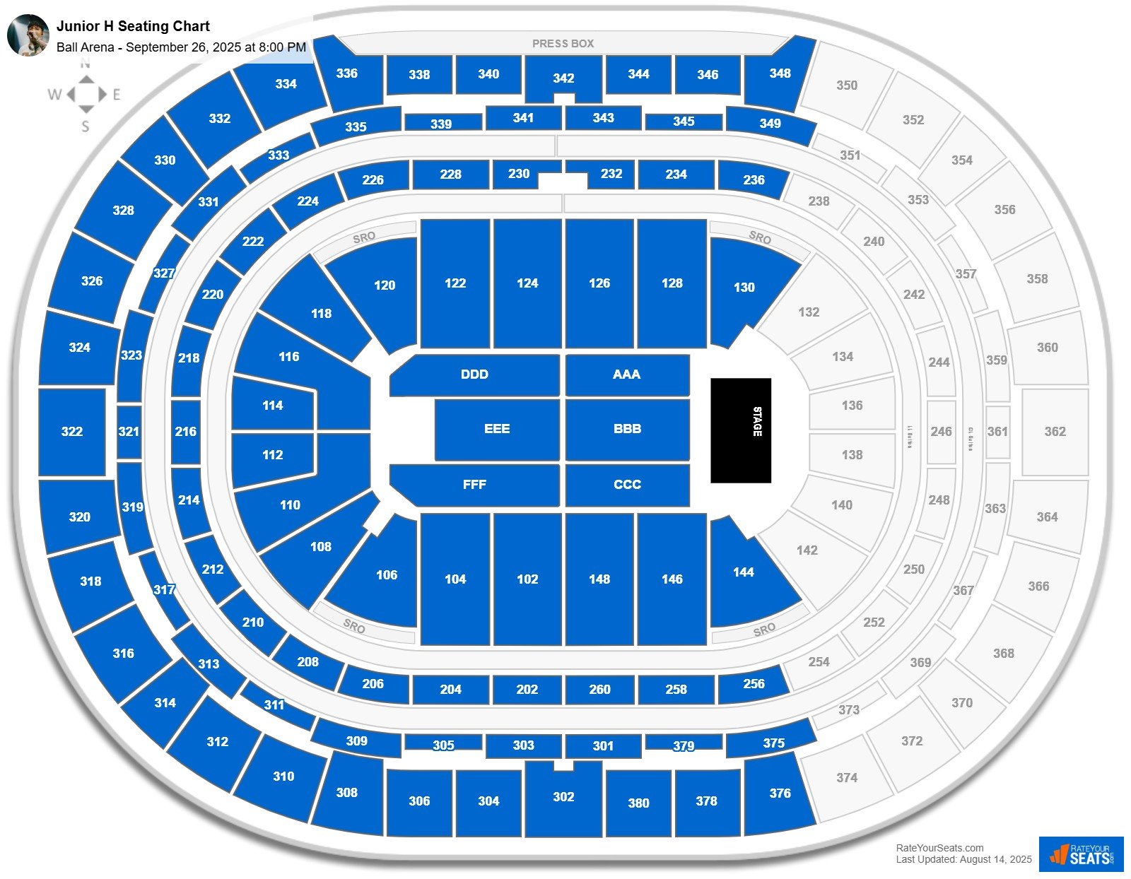 Junior H seating chart Ball Arena