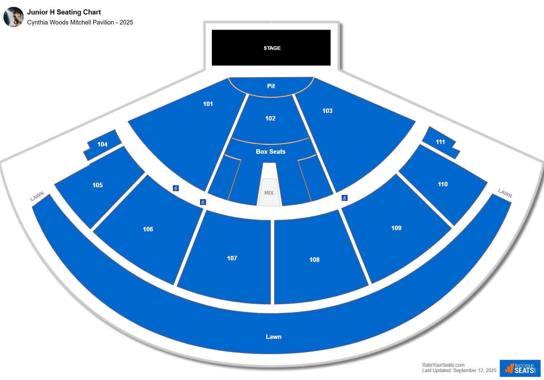 Junior H seating chart Cynthia Woods Mitchell Pavilion