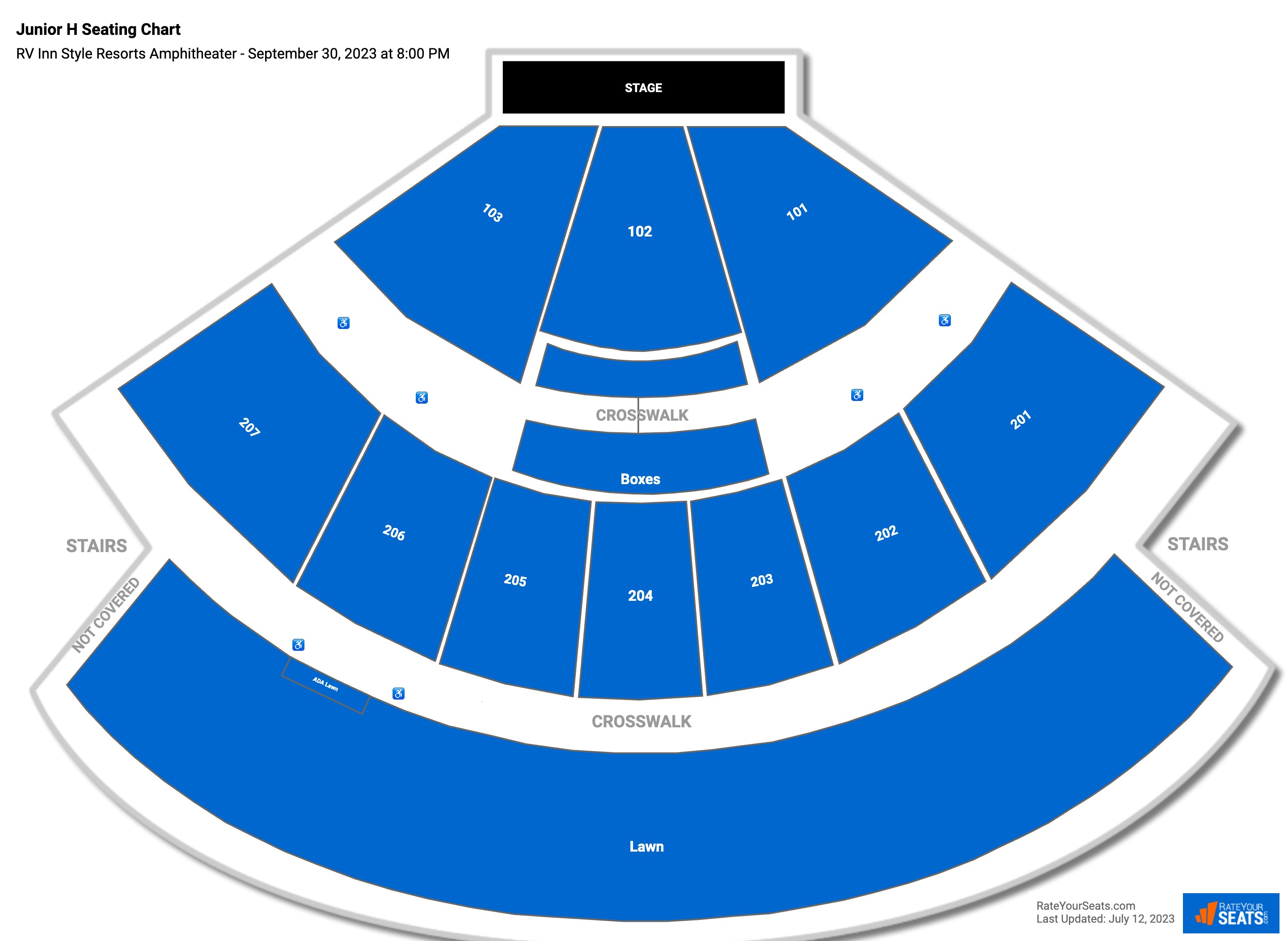 Junior H seating chart RV Inn Style Resorts Amphitheater