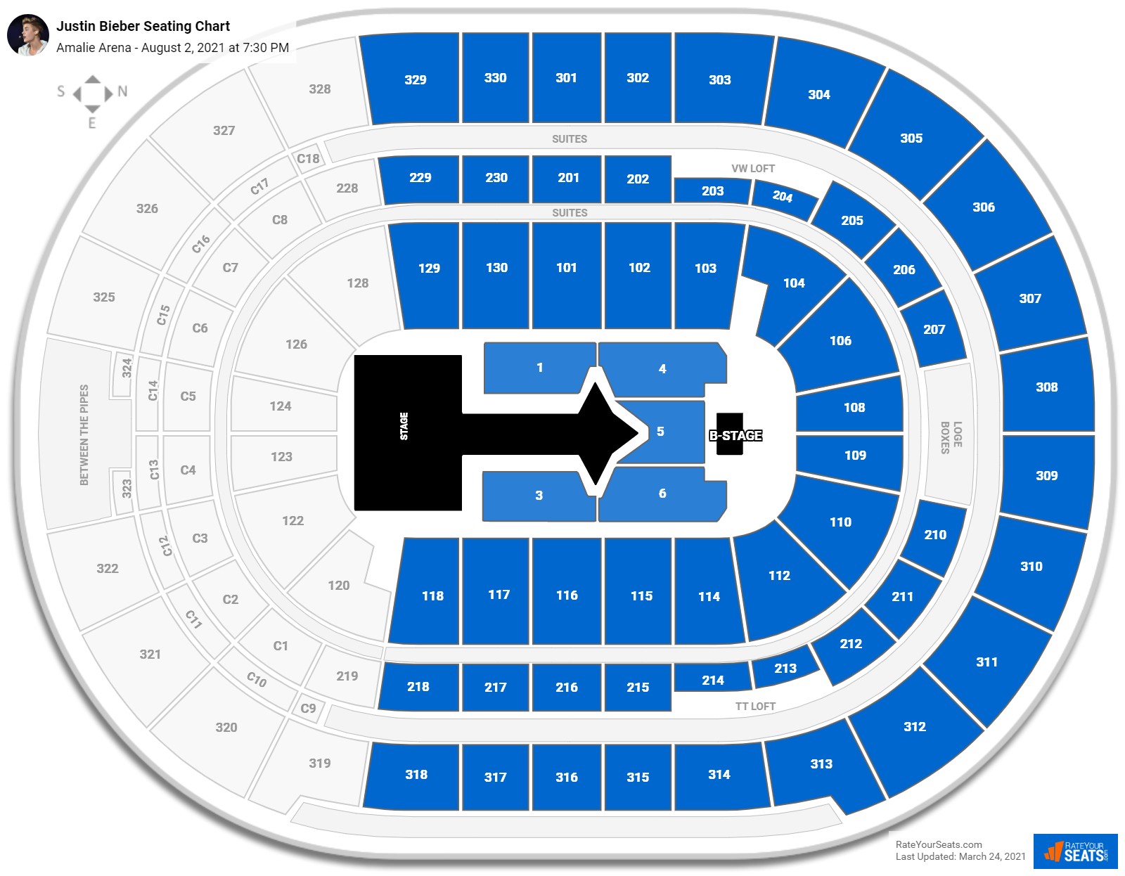 Justin Bieber seating chart Amalie Arena