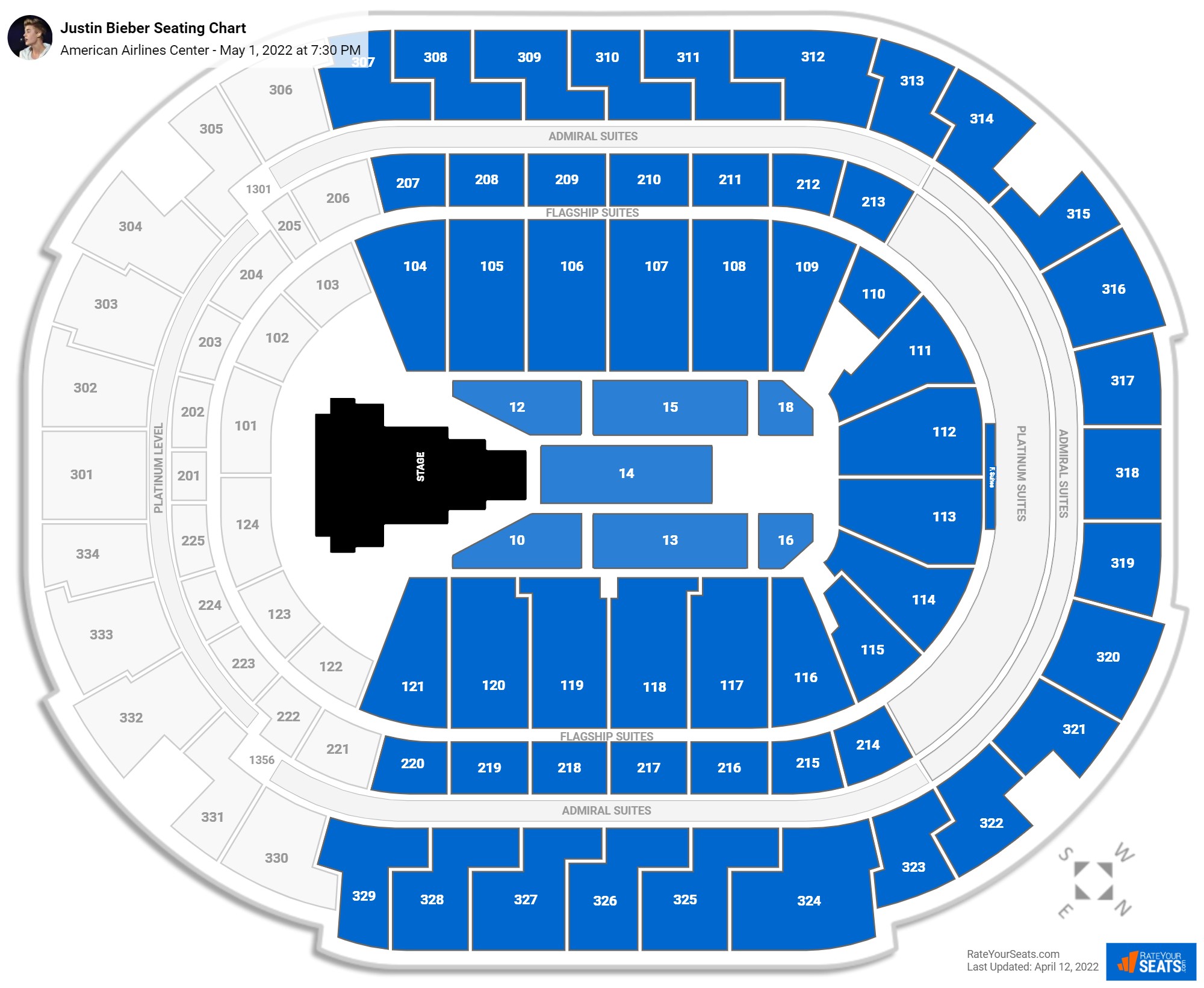 Justin Bieber seating chart American Airlines Center