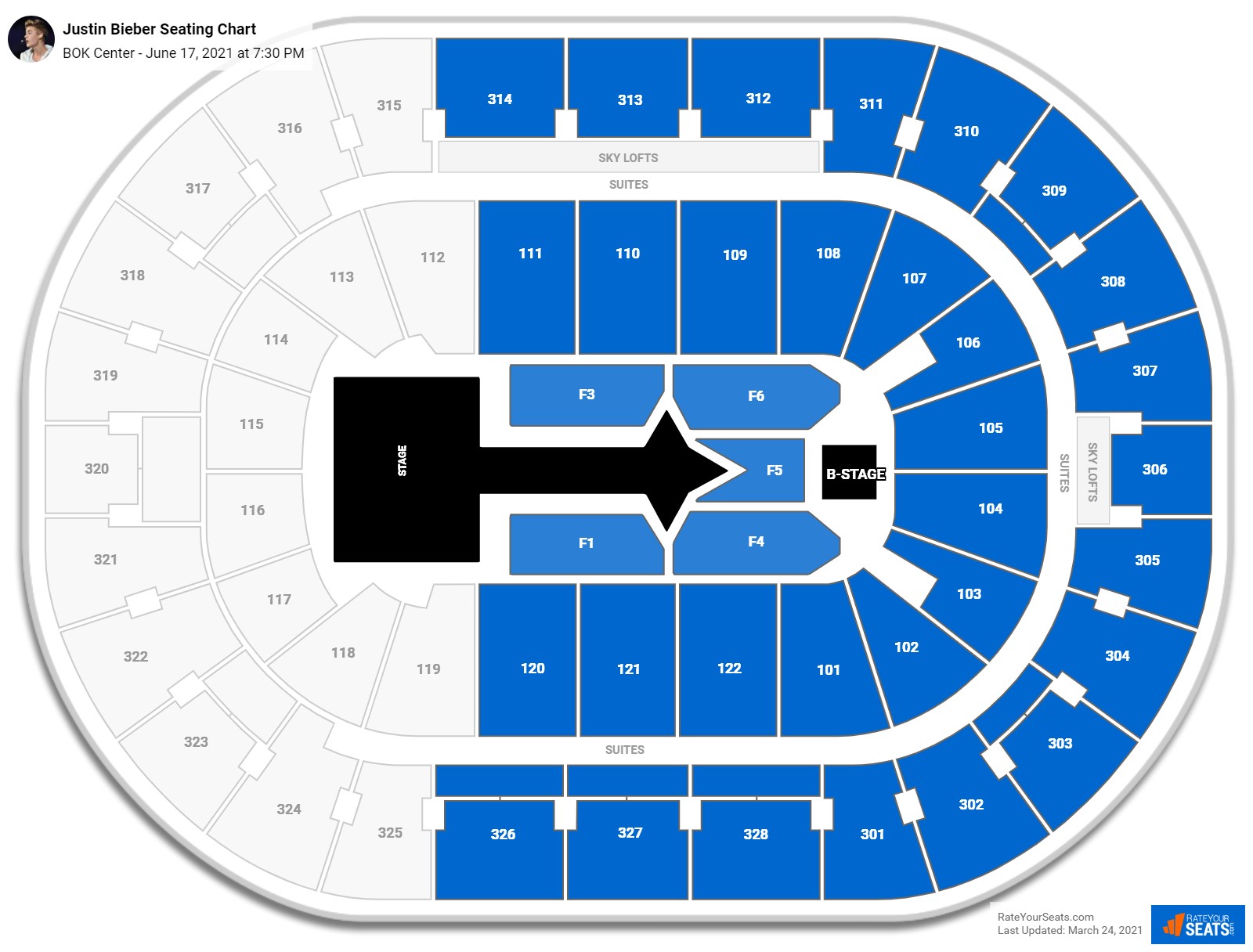 Justin Bieber seating chart BOK Center