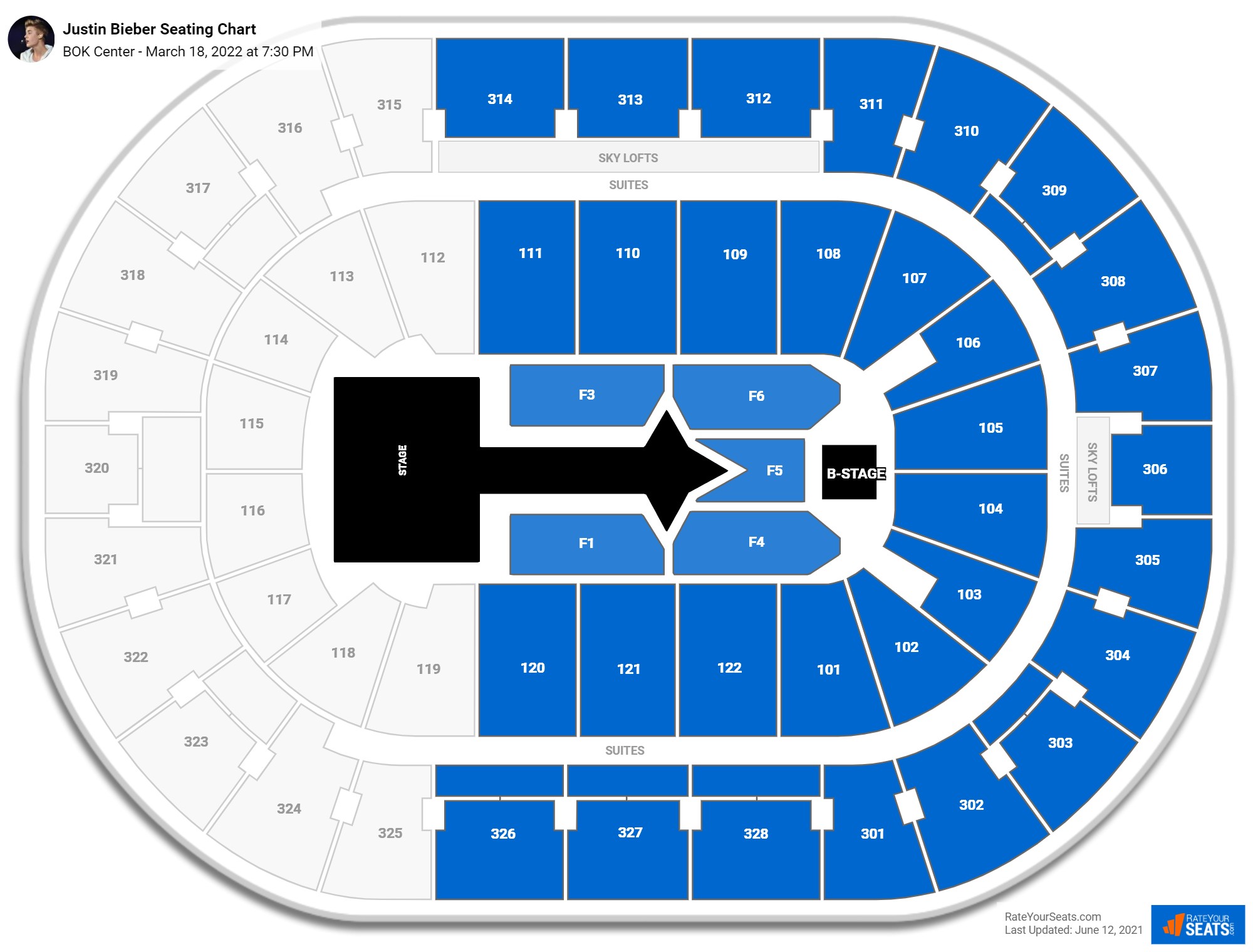 Justin Bieber seating chart BOK Center