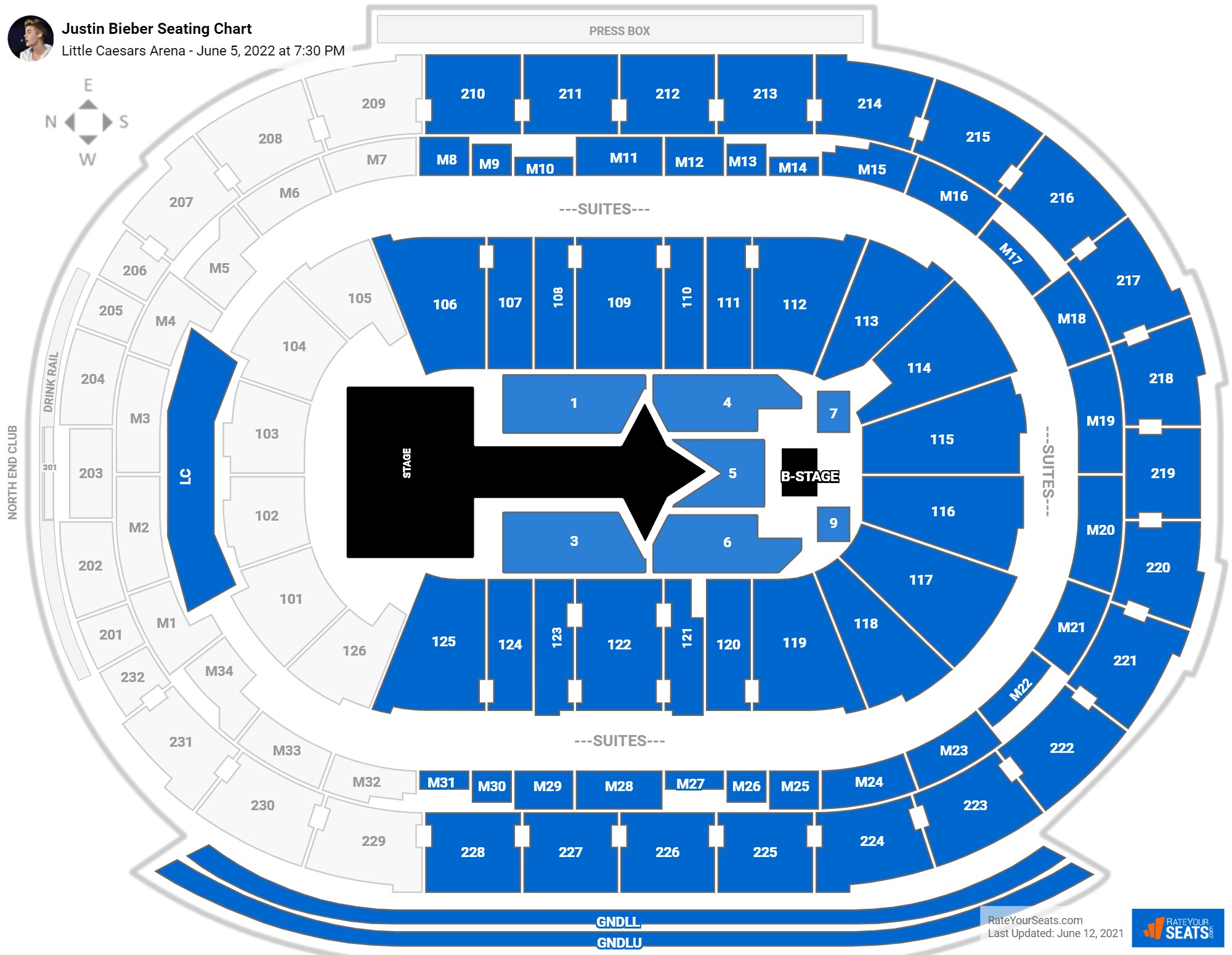 Justin Bieber seating chart Little Caesars Arena