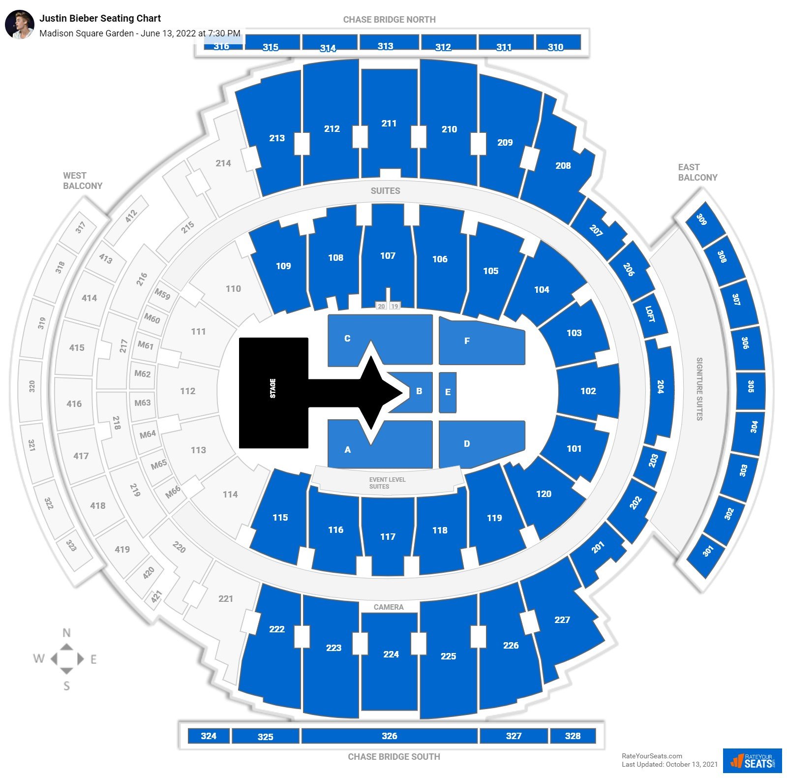 Justin Bieber seating chart Madison Square Garden