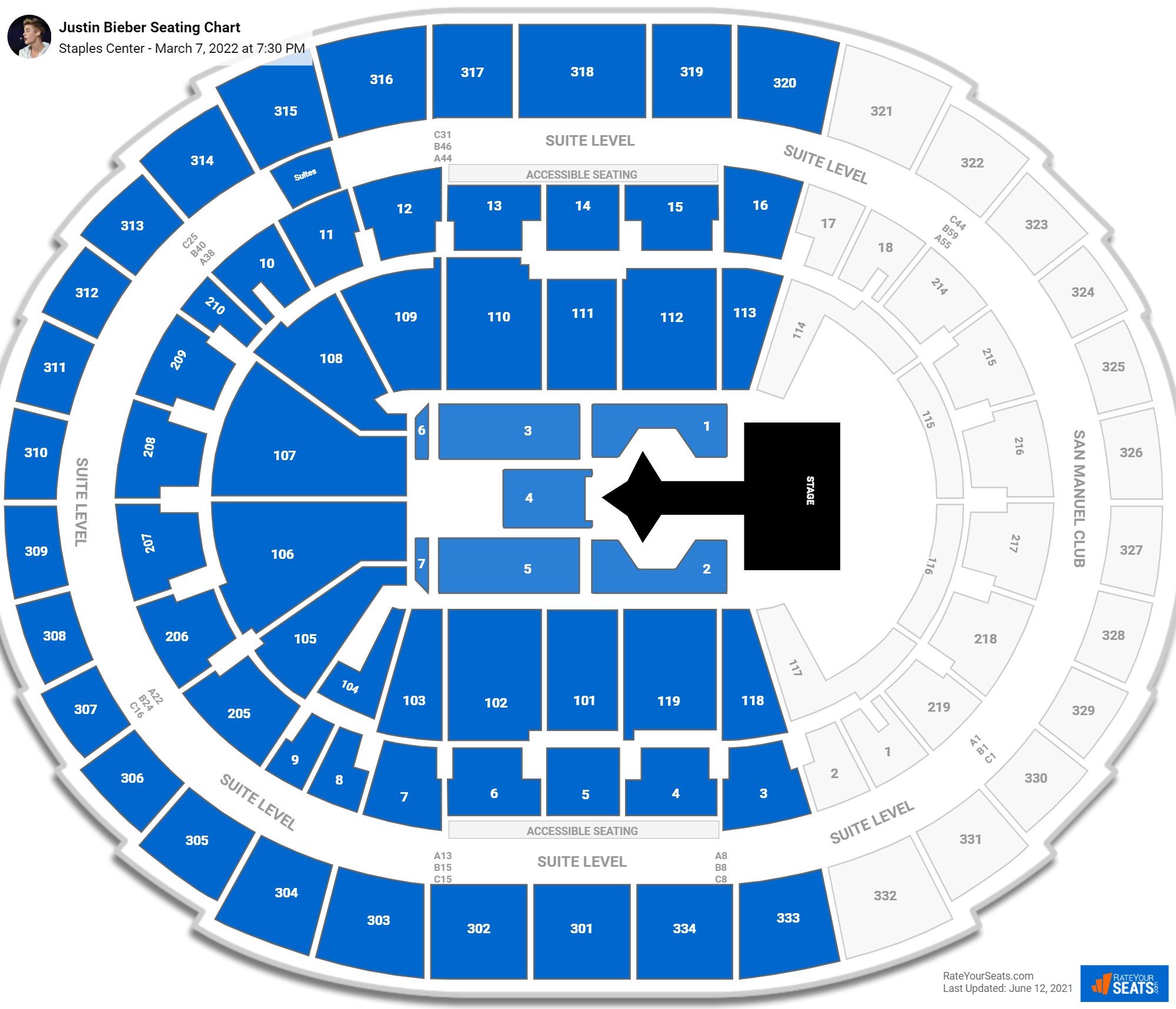 Justin Bieber seating chart Staples Center