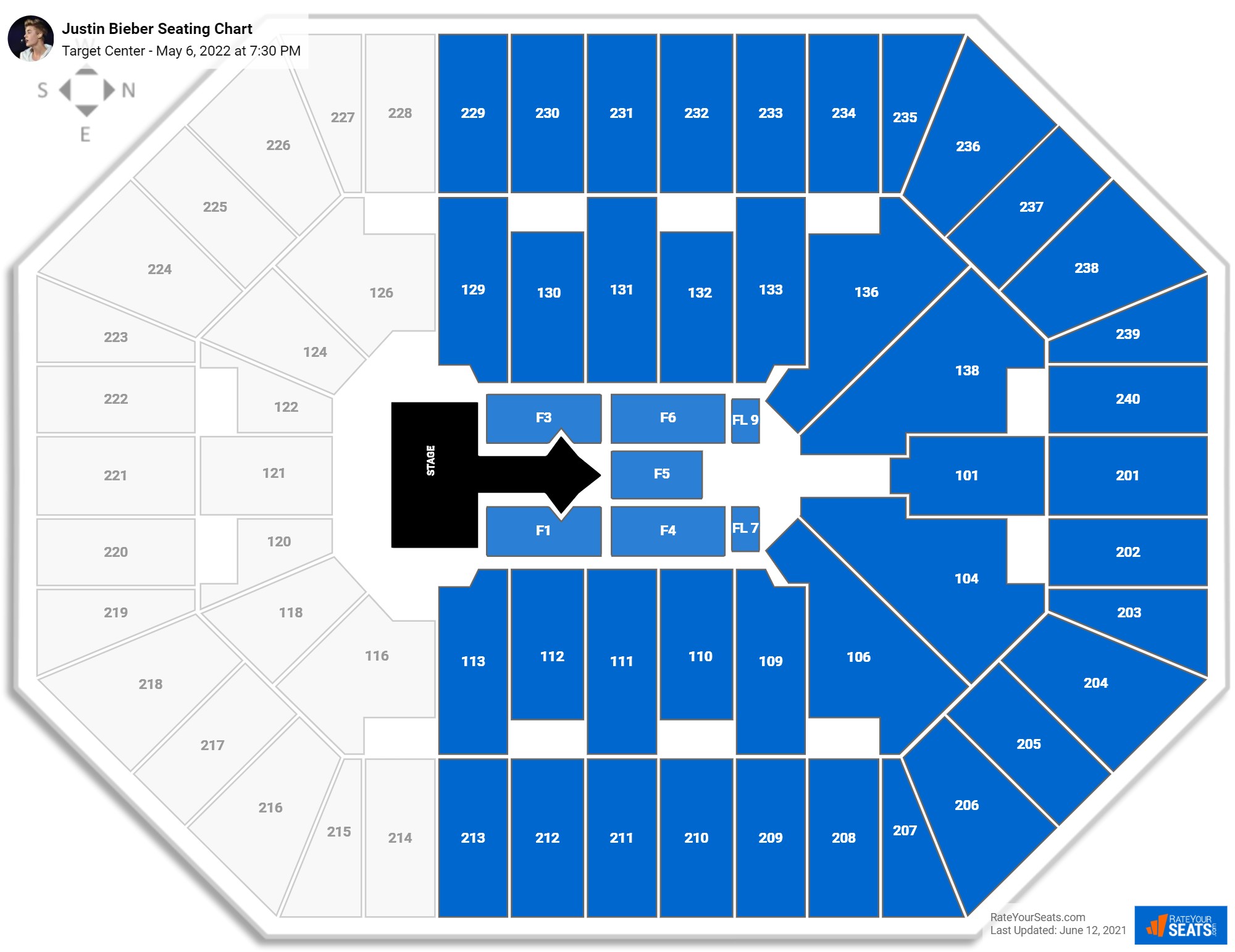 Justin Bieber seating chart Target Center