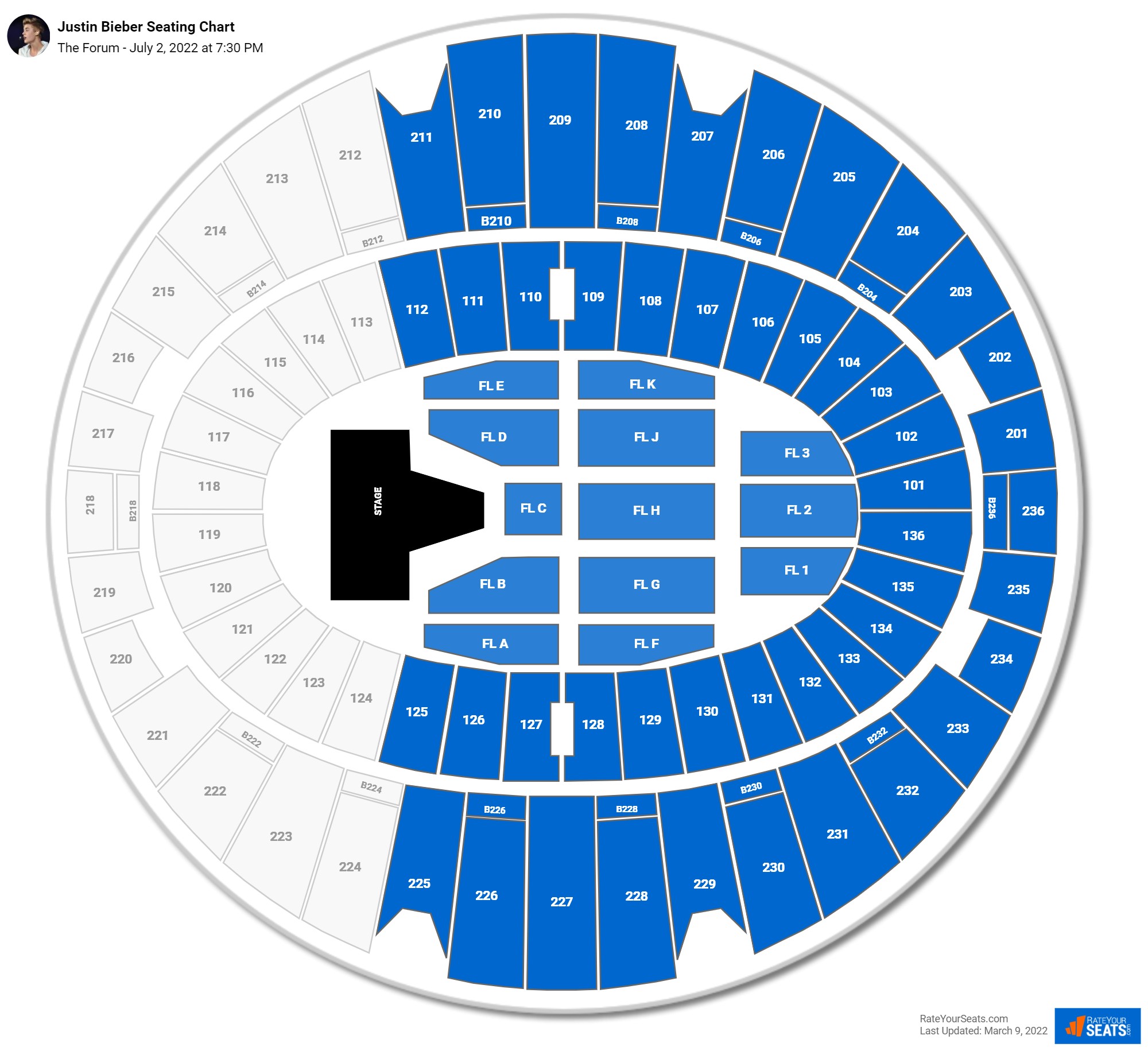 Justin Bieber seating chart The Forum
