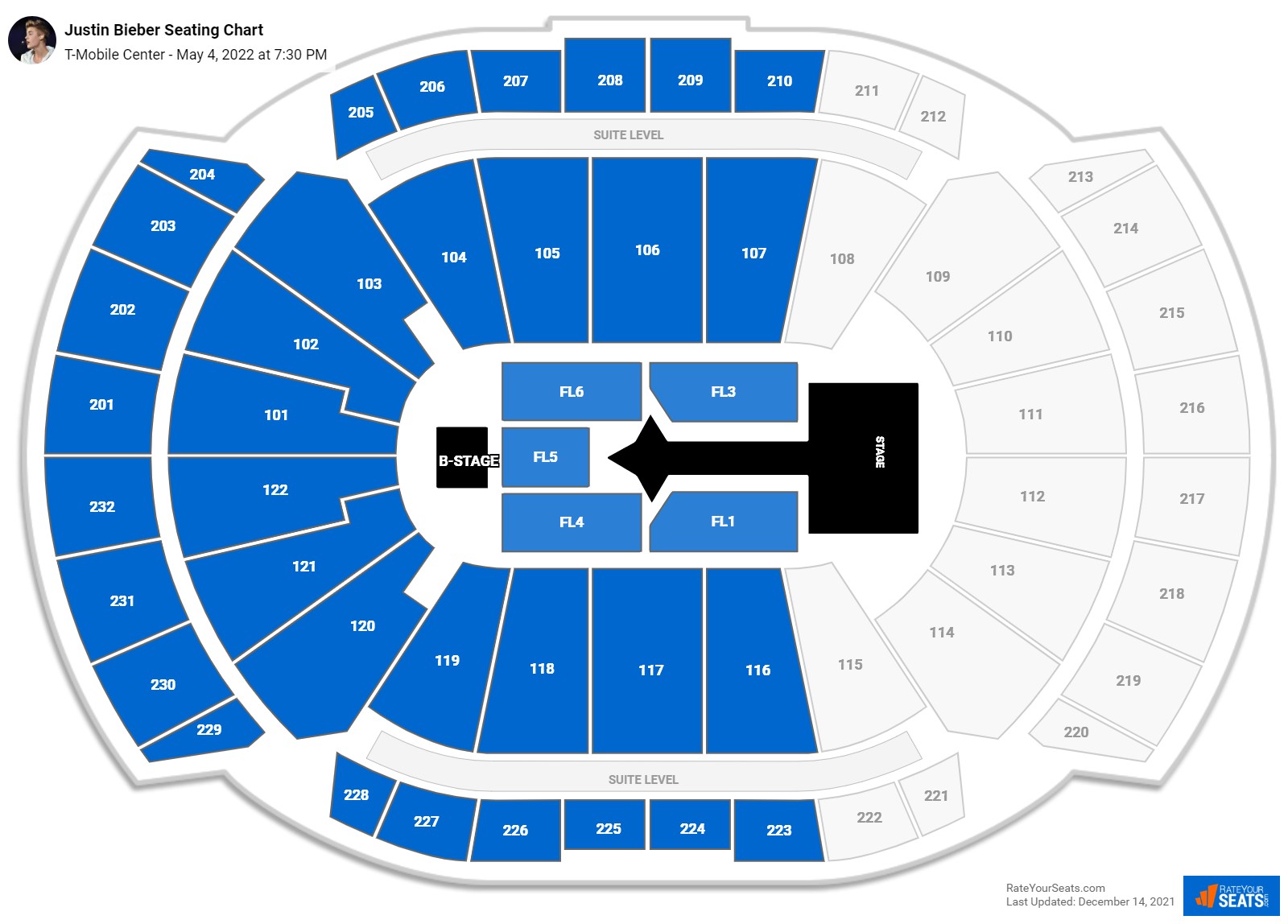 Justin Bieber seating chart T-Mobile Center