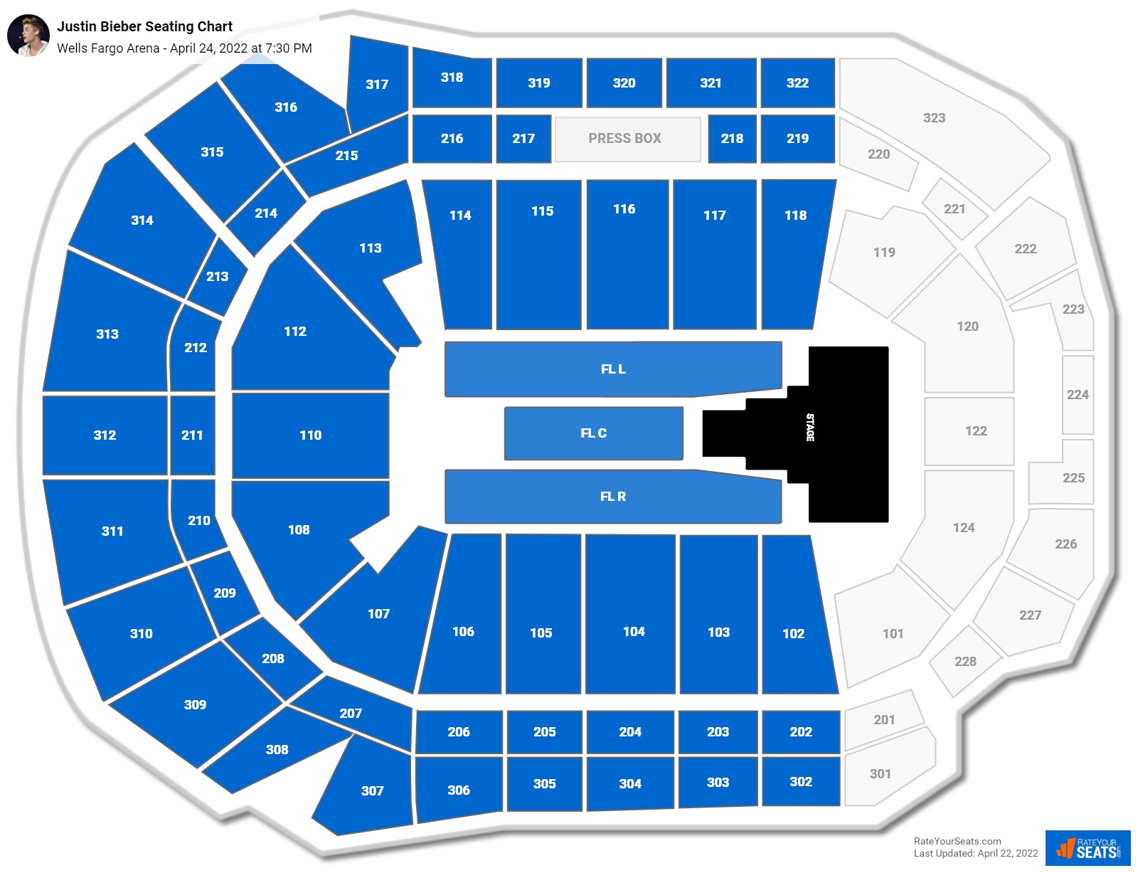 Justin Bieber seating chart Wells Fargo Arena