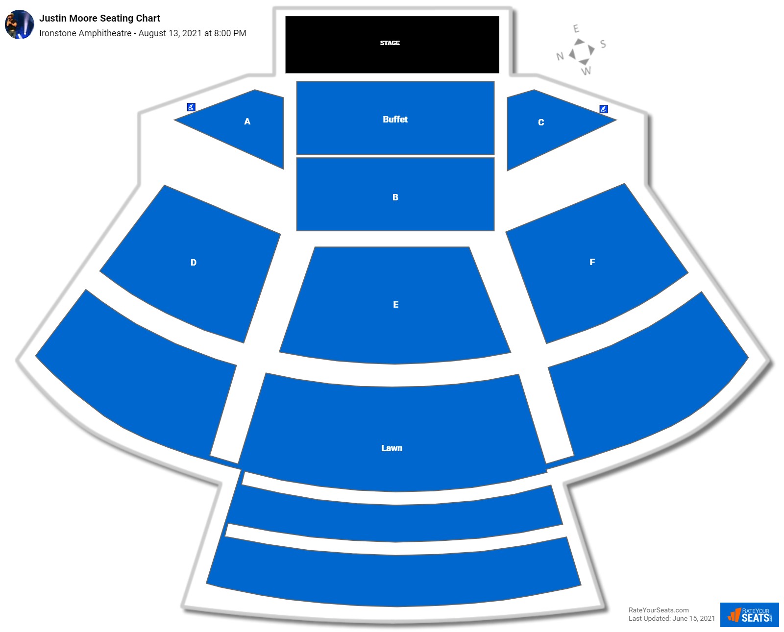 Justin Moore seating chart Ironstone Amphitheatre