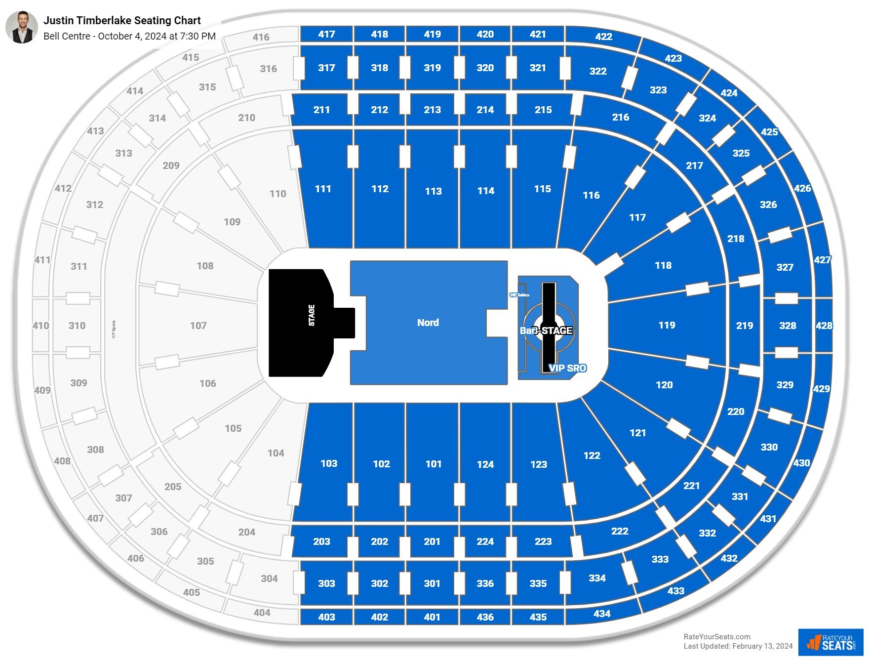 Justin Timberlake seating chart Bell Centre