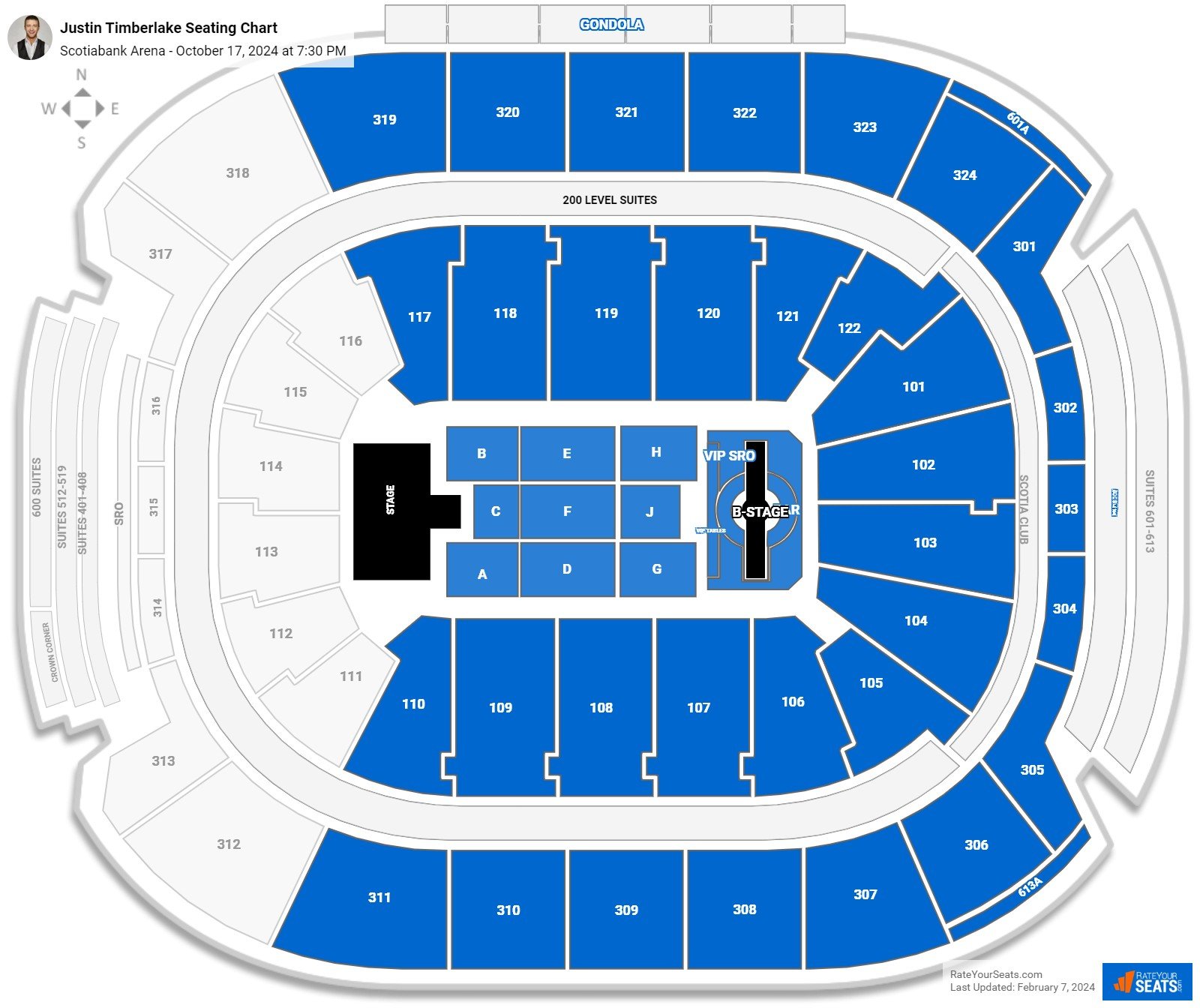 Justin Timberlake seating chart Scotiabank Arena