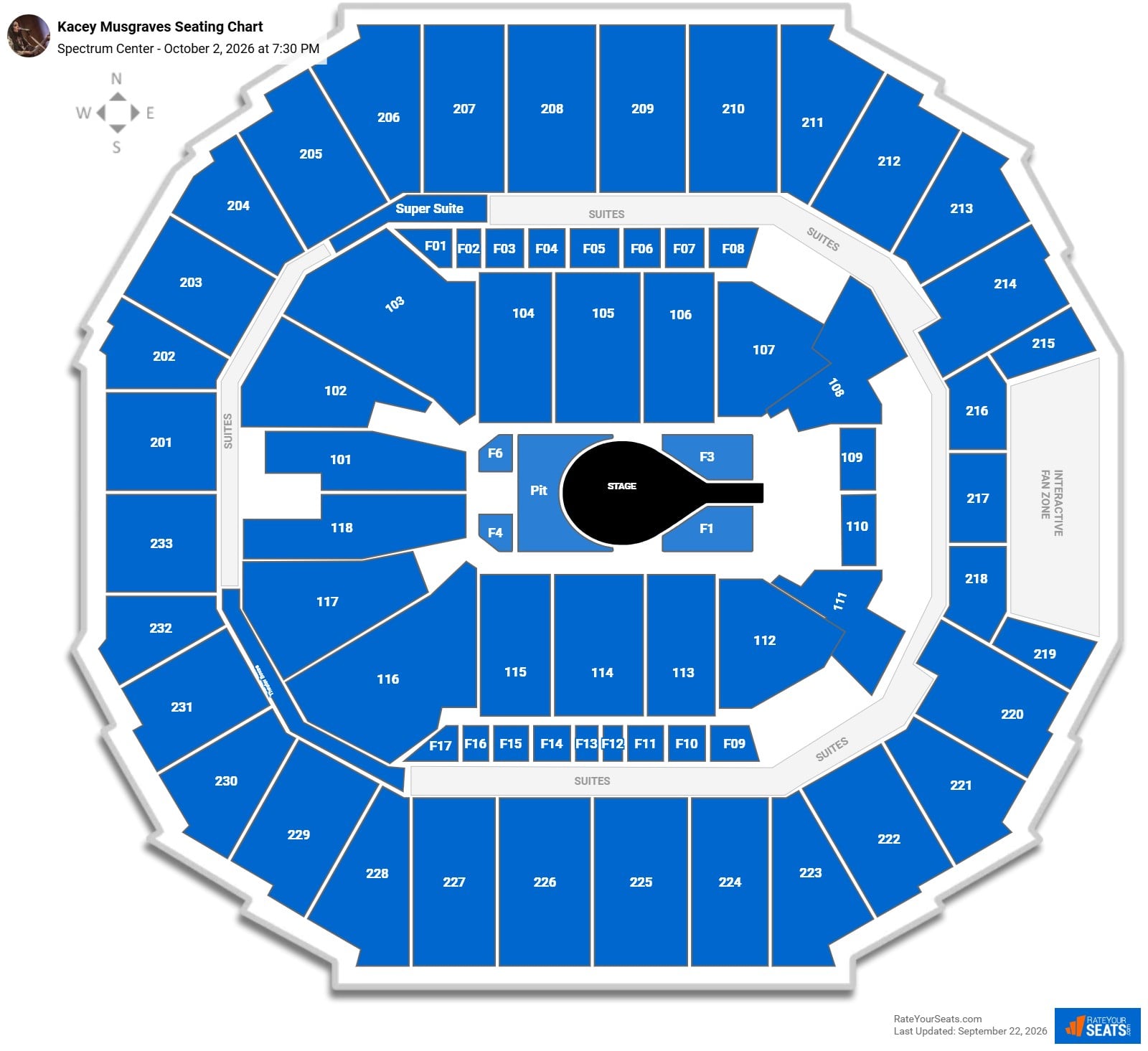 Kacey Musgraves Seating Chart at Spectrum Center