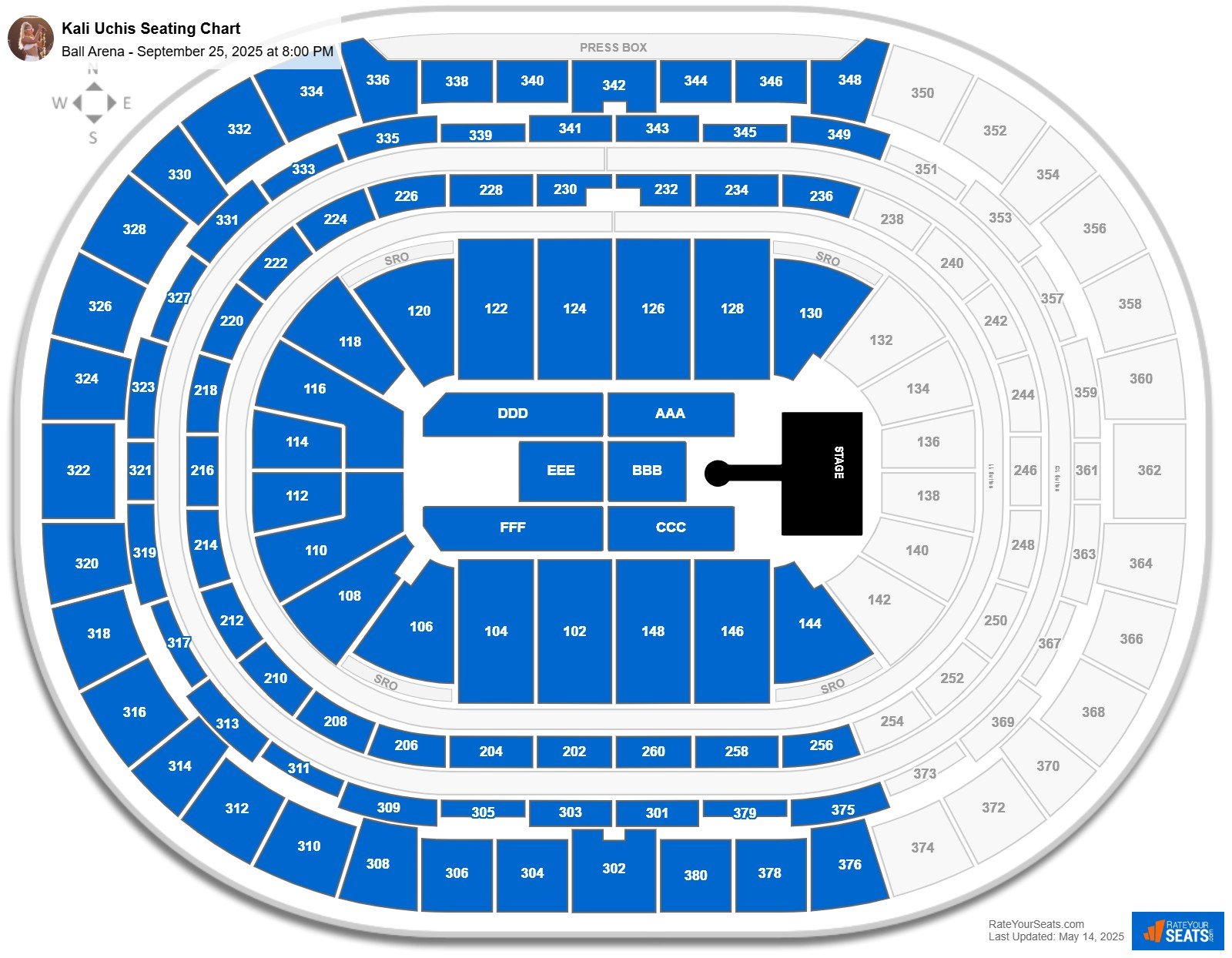 Kali Uchis seating chart Ball Arena
