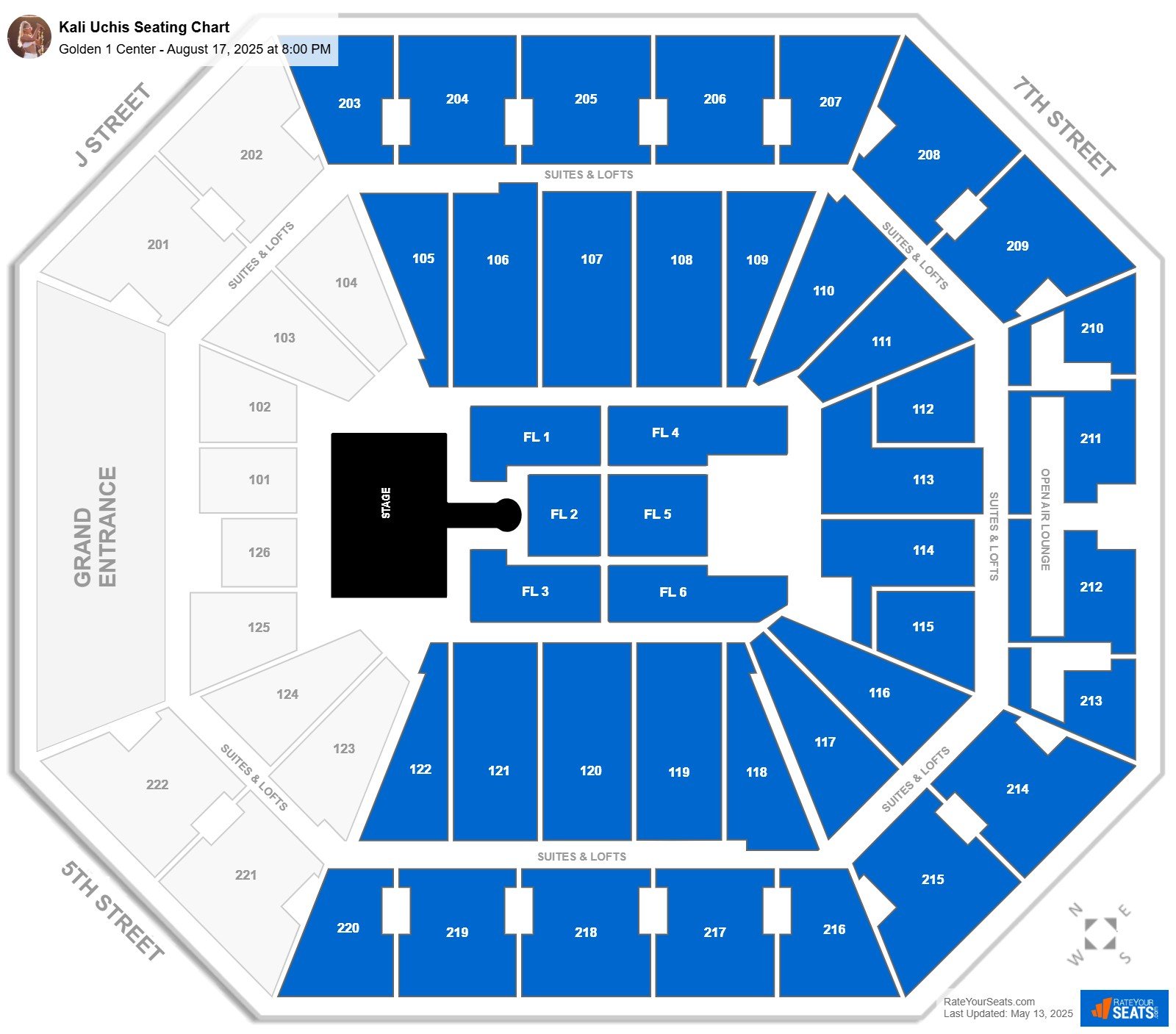 Kali Uchis seating chart Golden 1 Center