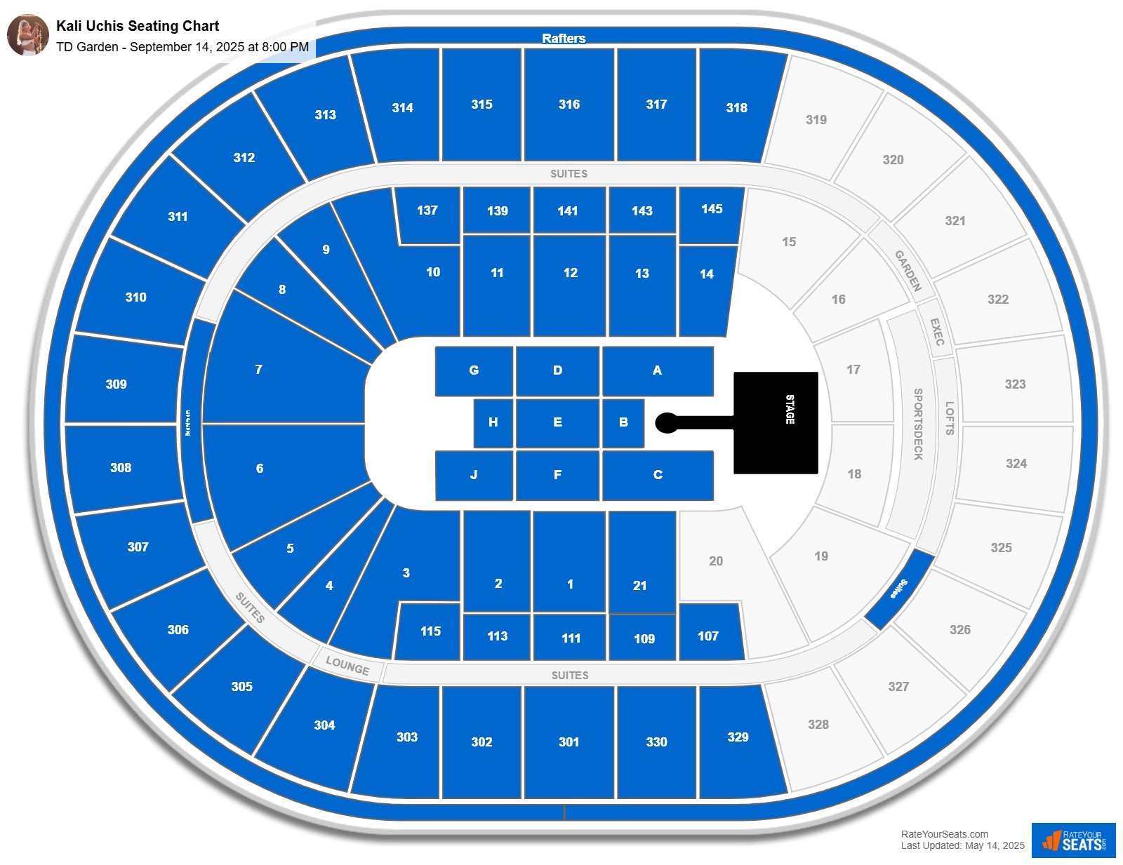 Kali Uchis seating chart TD Garden