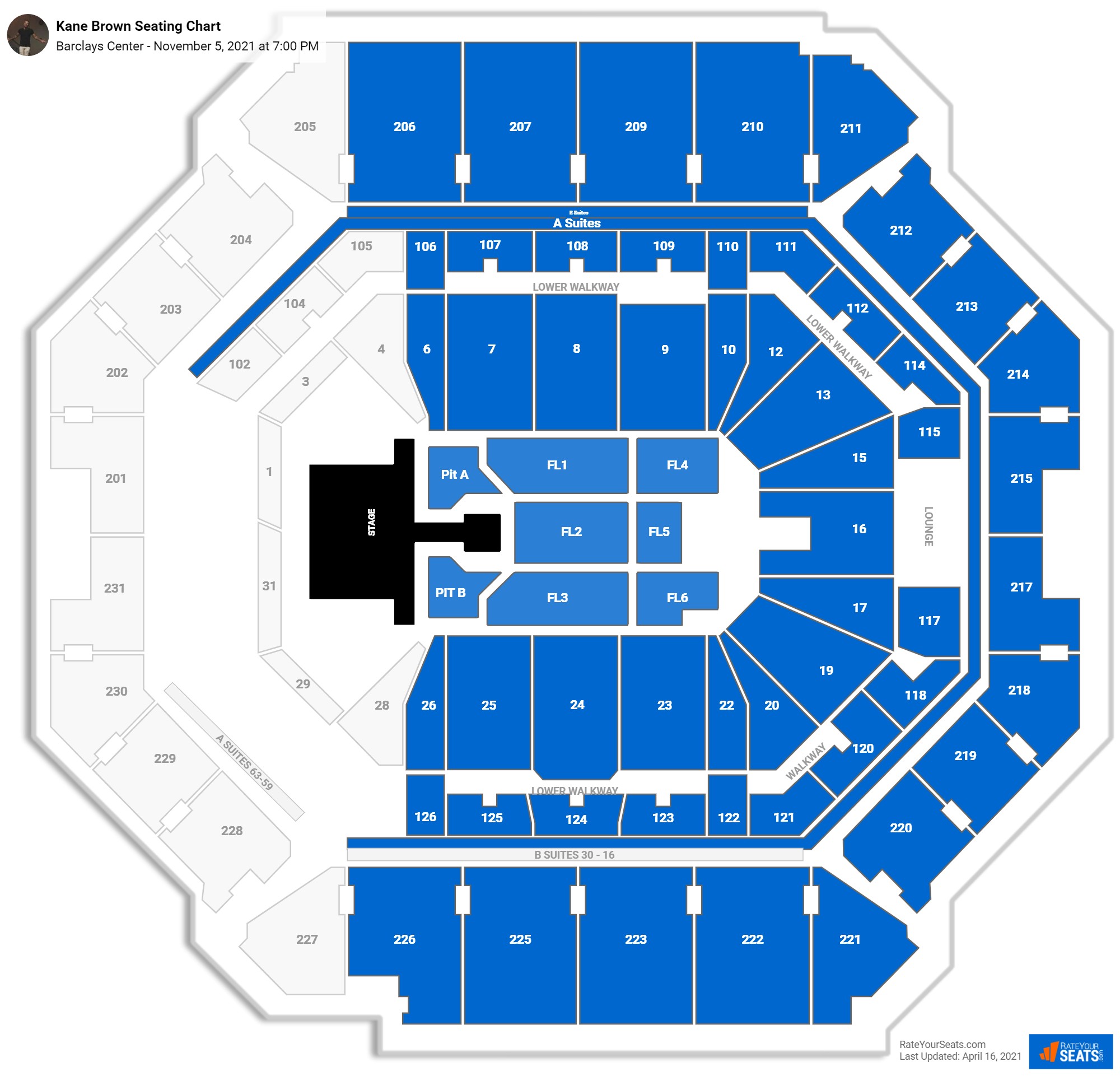 Kane Brown seating chart Barclays Center