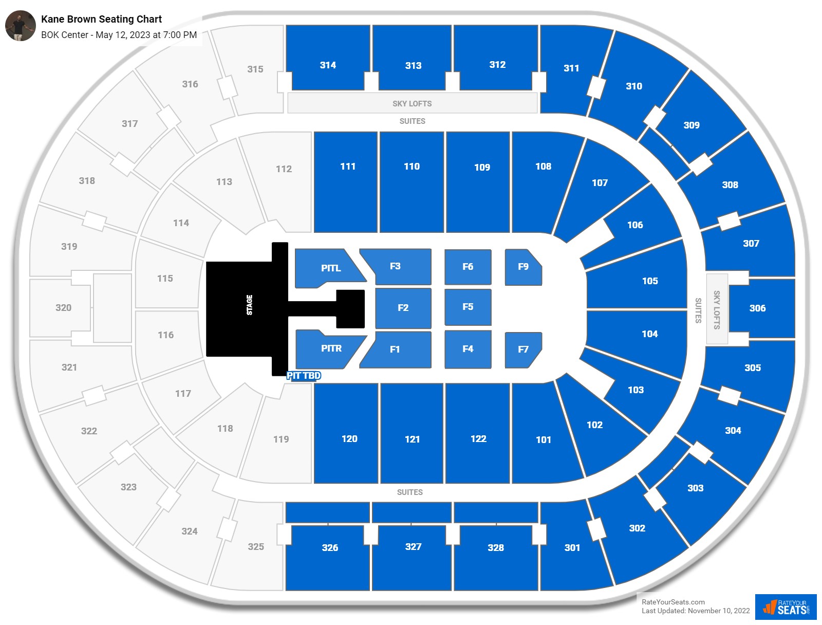 Kane Brown seating chart BOK Center
