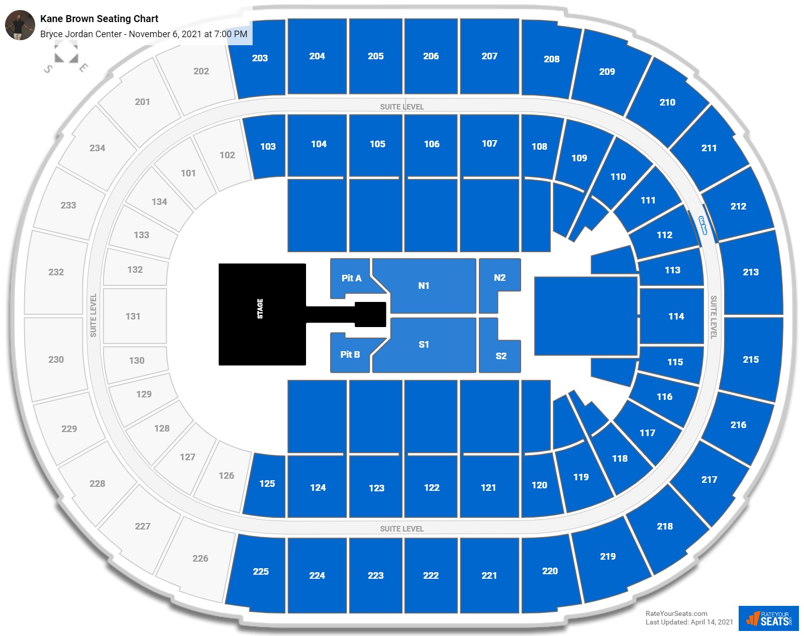 Kane Brown seating chart Bryce Jordan Center